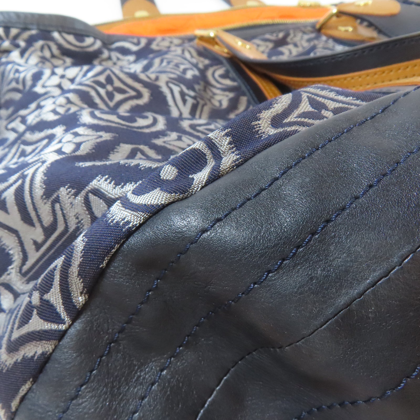 LOUIS VUITTON 【激減優惠】帆布/皮革Aviator Shoulder Bag金扣手挽肩背兩用袋深藍色/啡色