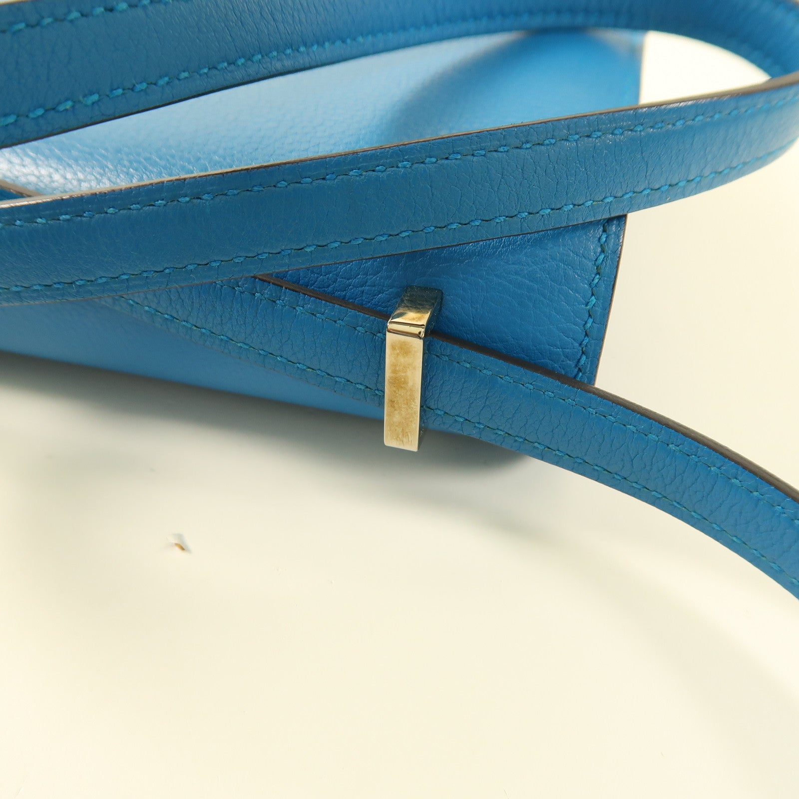 HERMES Evercolor皮革Constance Mini銀扣肩背袋7W Bleu Izmir