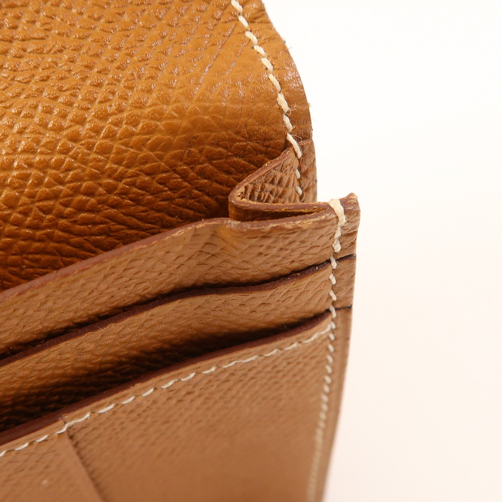 HERMES 【激減優惠】Epsom皮革Bearn W Snap Wallet銀扣長錢包Gold