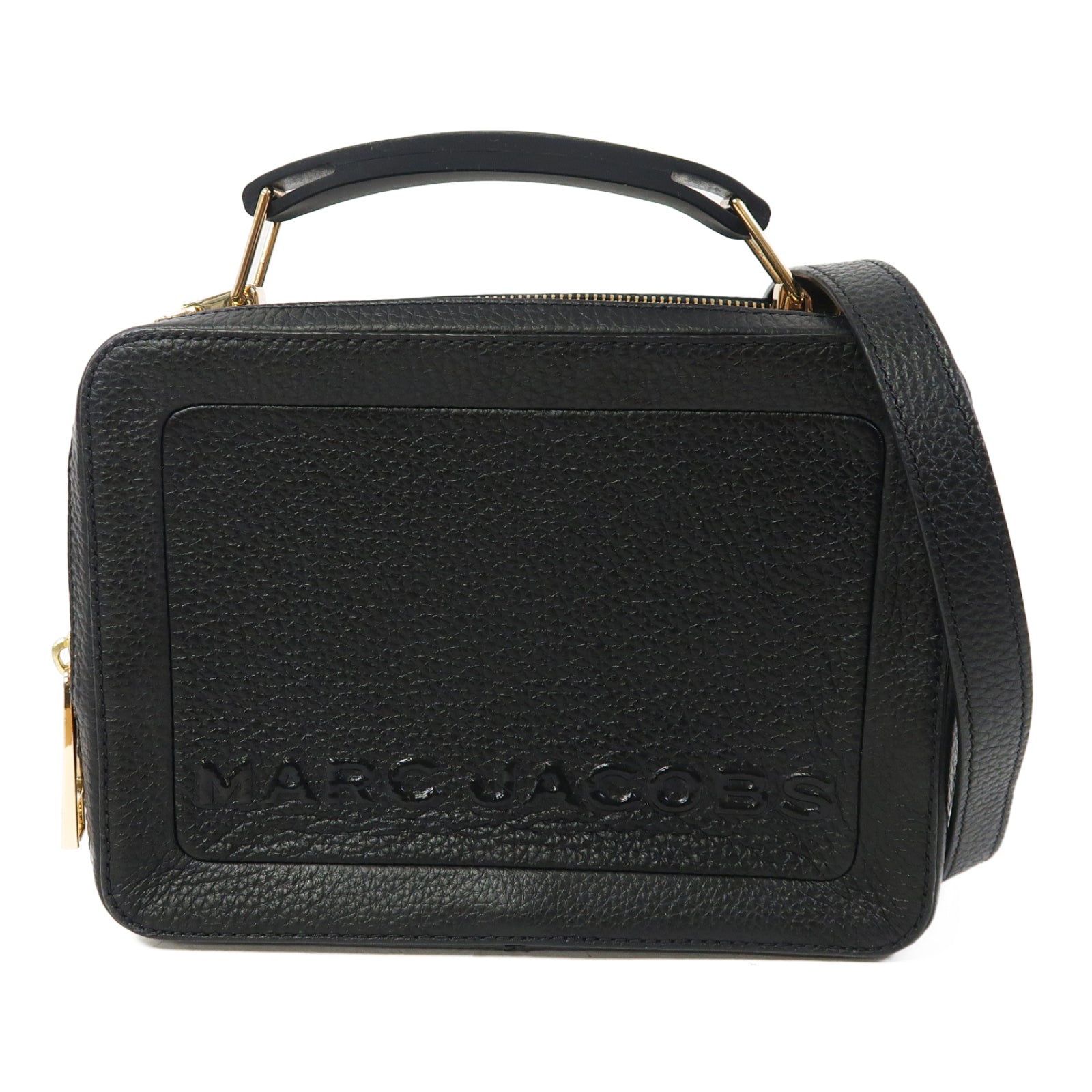 MARC JACOBS 牛皮皮革The Box 23金扣手挽肩背兩用袋黑色