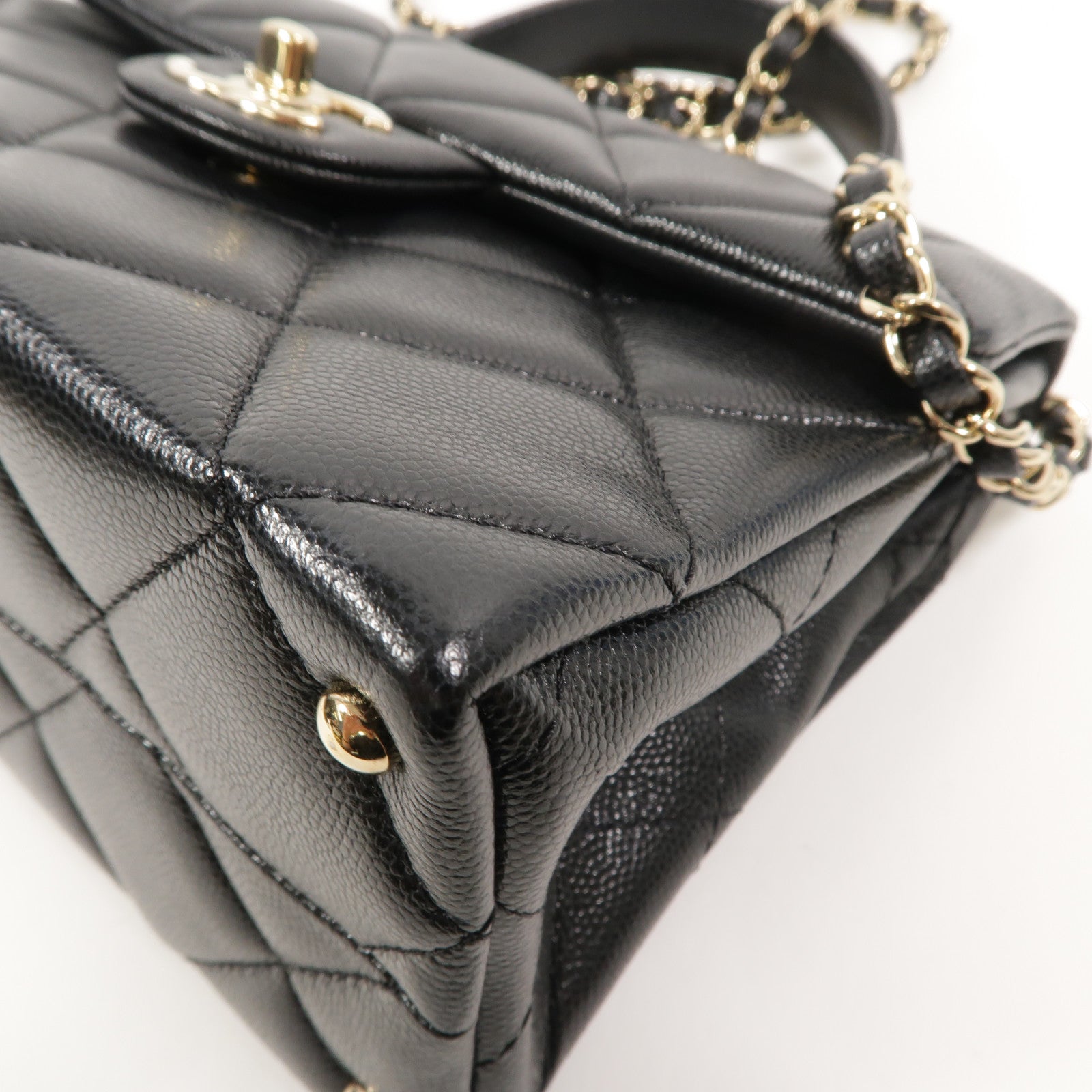 CHANEL 牛皮皮革Top Handle Handbag鏈帶手挽肩背兩用袋