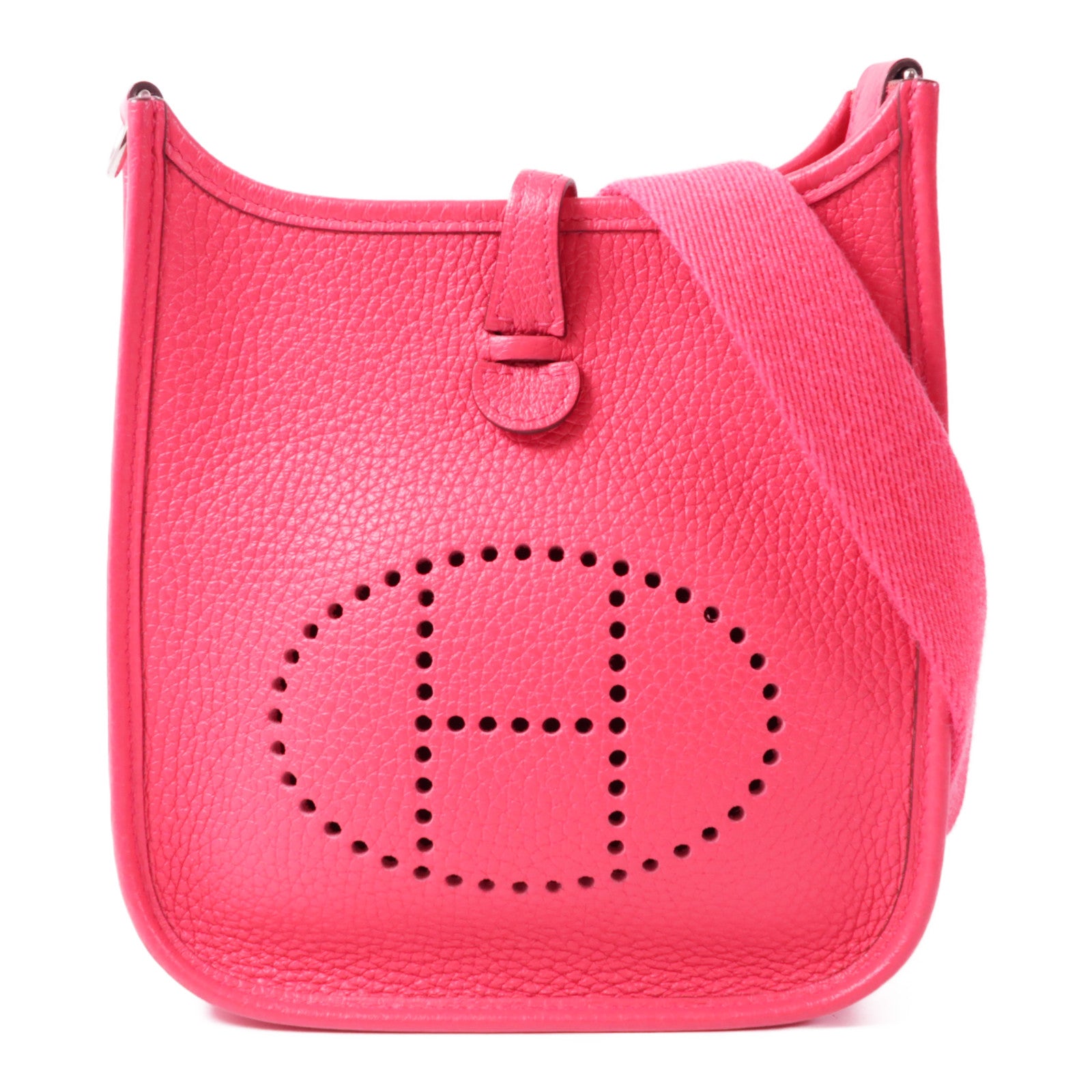 HERMES Clemence皮革Evelyne 16 Amazone銀扣肩背袋Rose Extreme