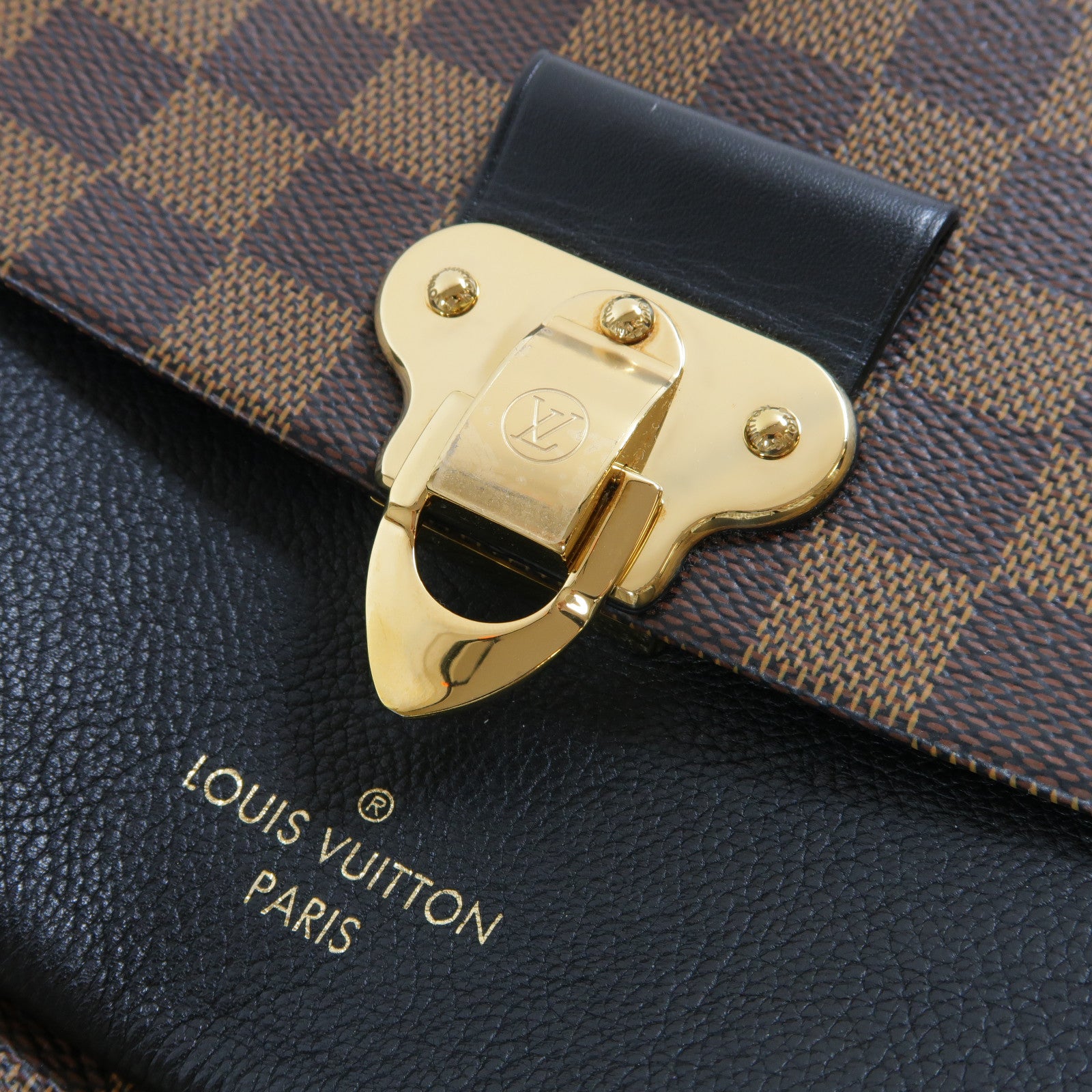 LOUIS VUITTON 【激減優惠】Damier Ebene Vavin PM金扣鏈帶肩背袋啡色