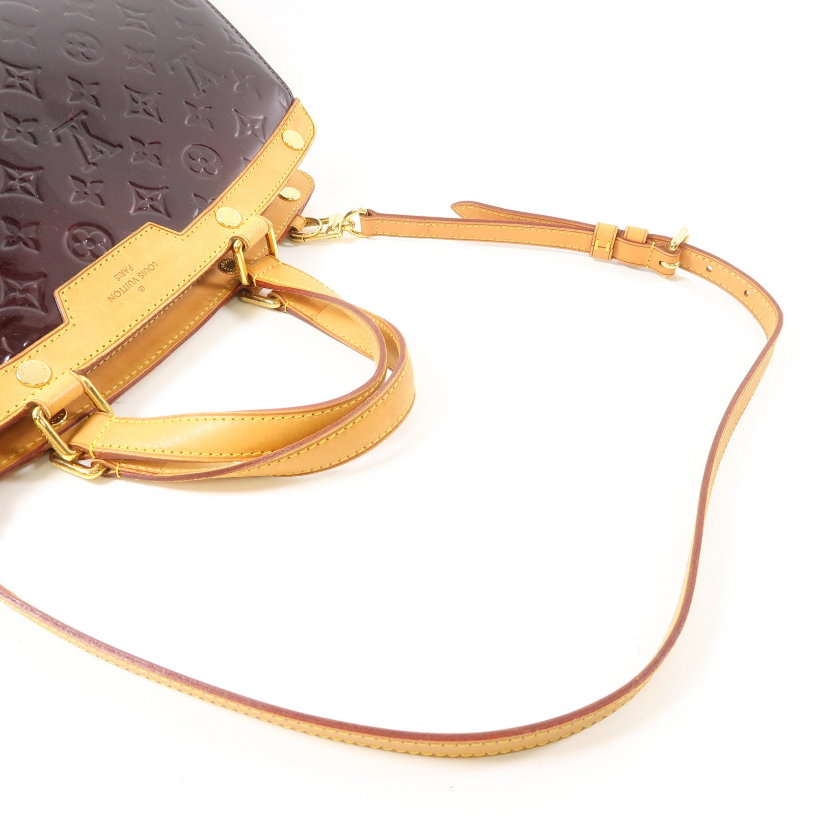 LOUIS VUITTON Vernis Brea GM金扣手挽肩背兩用袋酒紅色