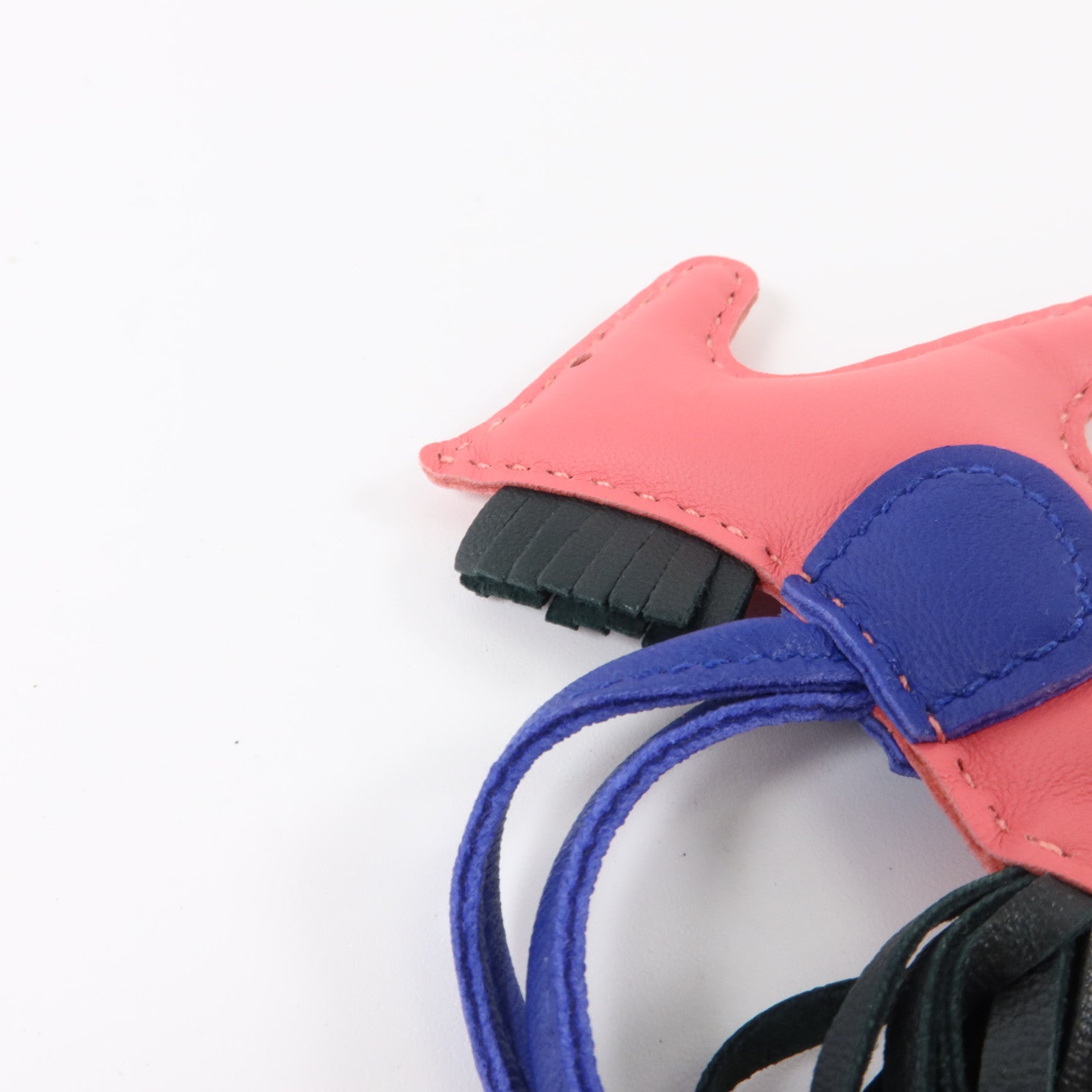 HERMES Milo皮革Rodeo PM掛飾Rose Azalee/Bleu Electrique/Vert Cypres