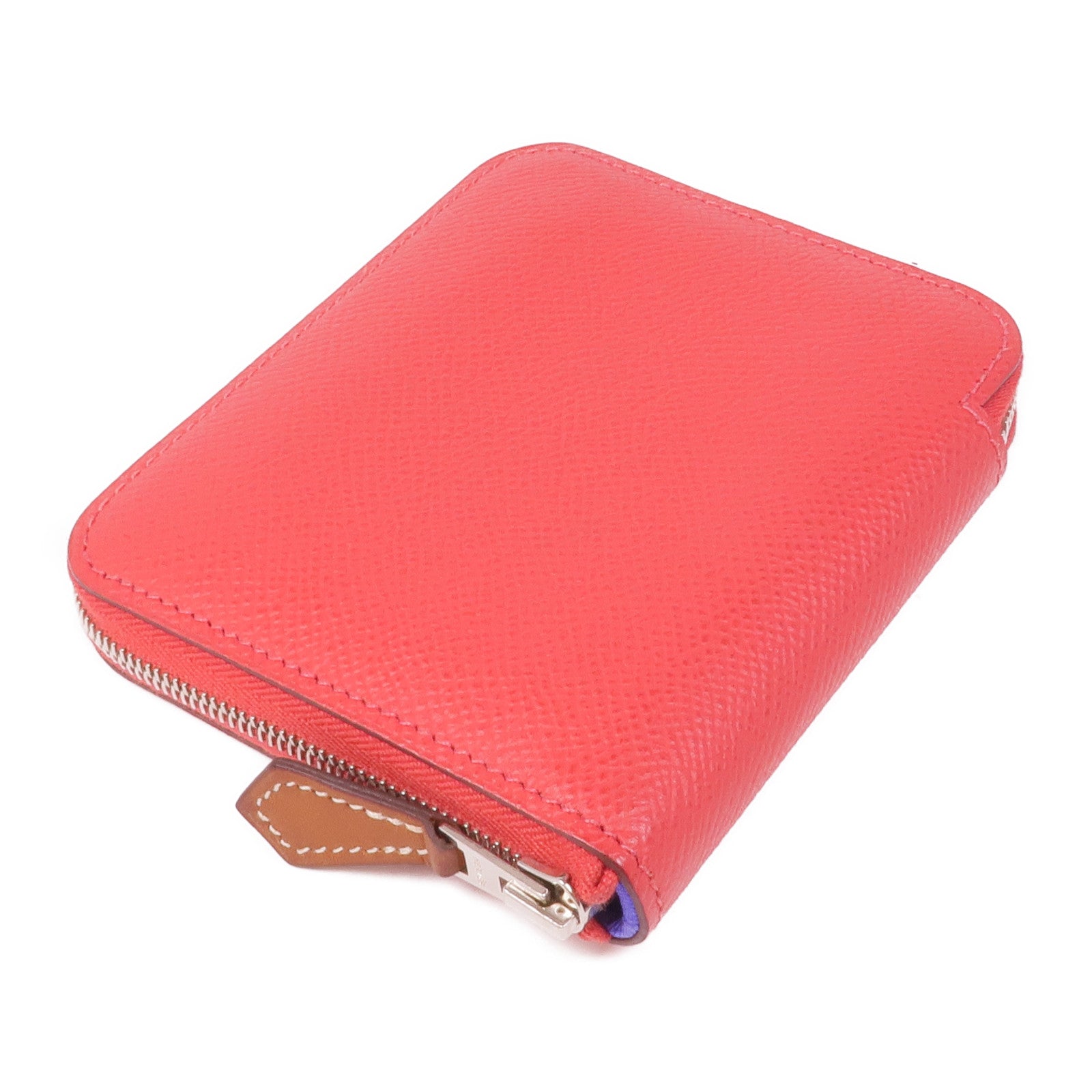 HERMES Epsom皮革Silk In Wallet銀扣錢包Bougainvillier