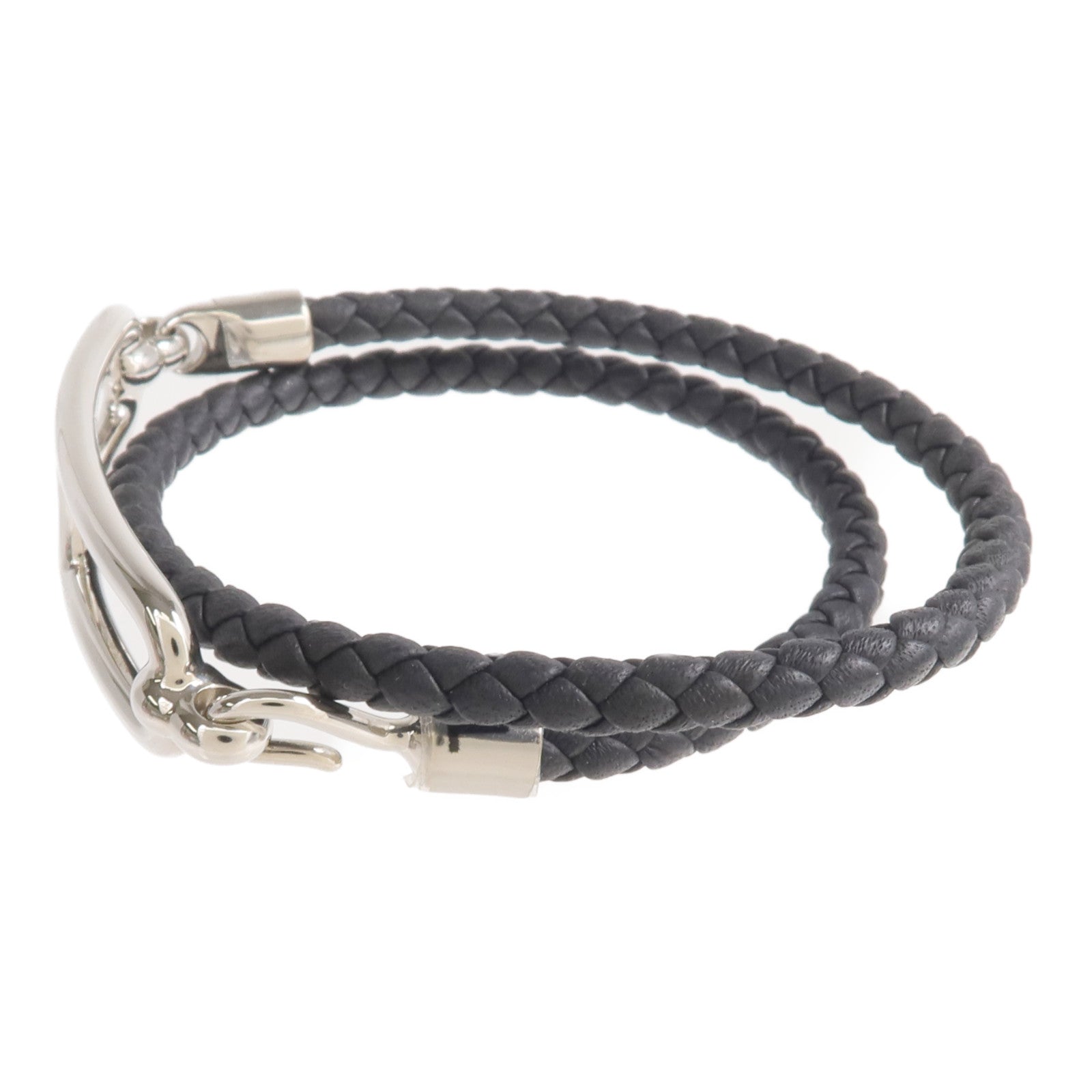 HERMES Swift皮革Roulis Double Bracelet銀扣手鏈