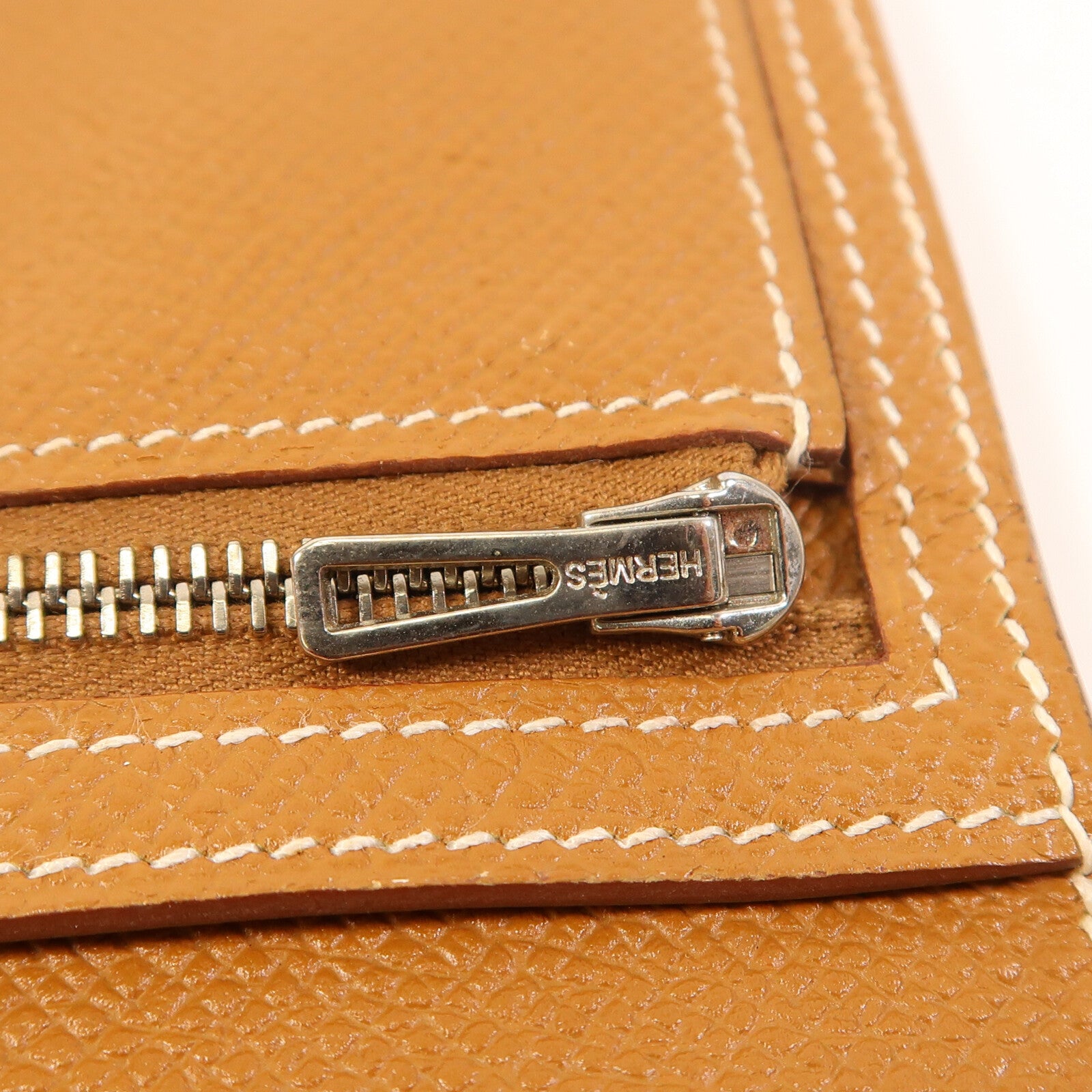 HERMES Epsom皮革Bearn W Snap Wallet銀扣長錢包Gold