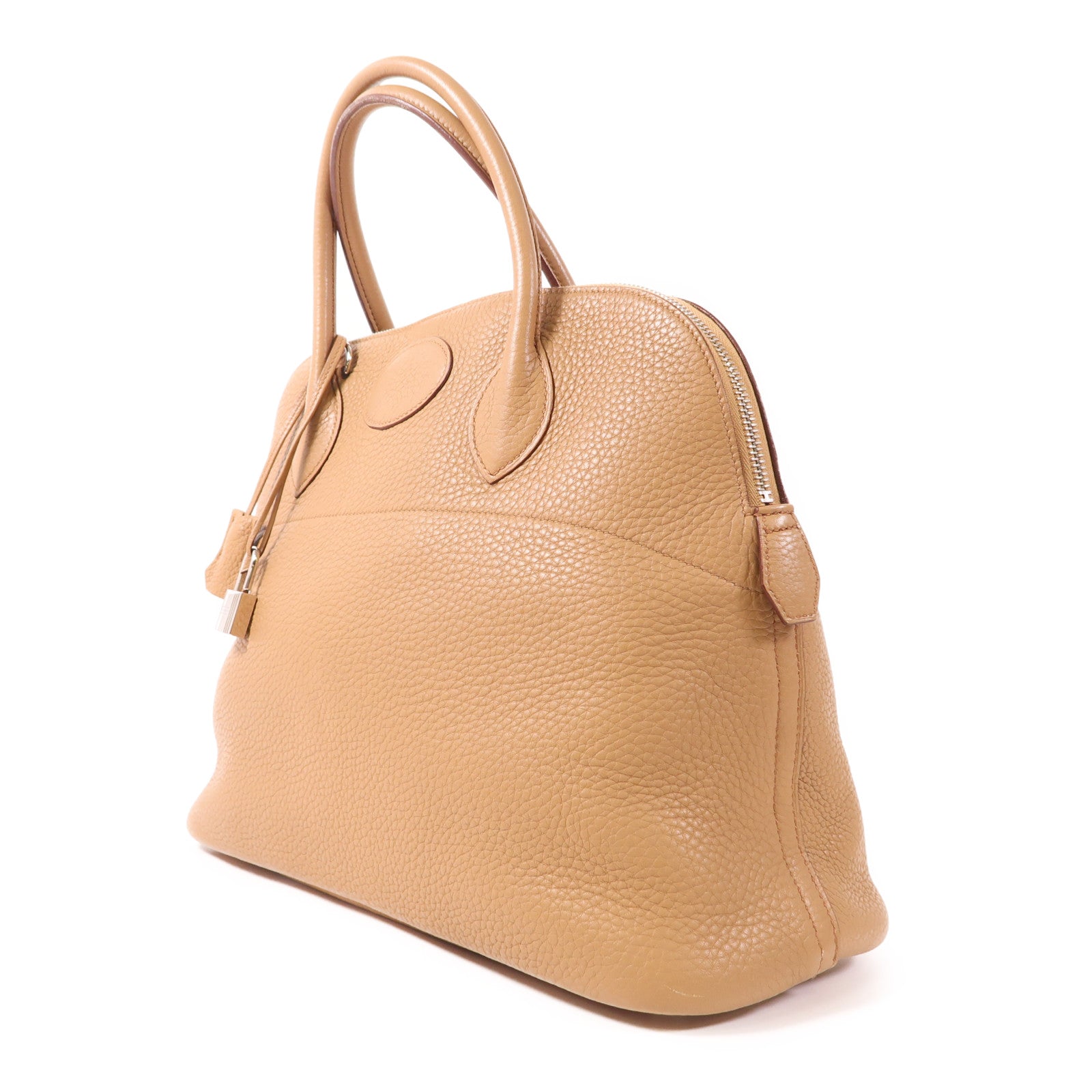 HERMES 【激減優惠】Clemence皮革Bolide 35銀扣手挽肩背兩用袋Tabac Camel