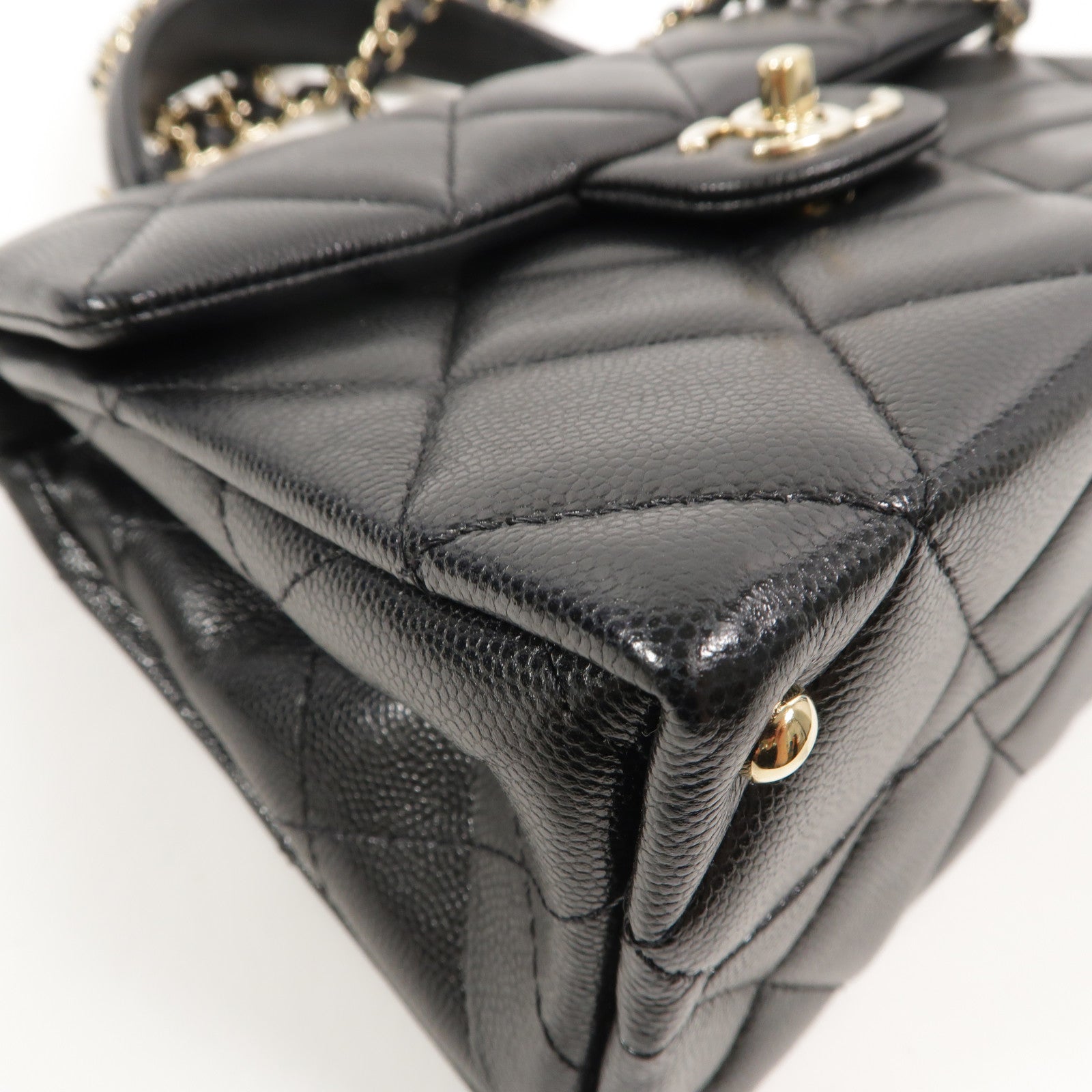 CHANEL 牛皮皮革Top Handle Handbag鏈帶手挽肩背兩用袋