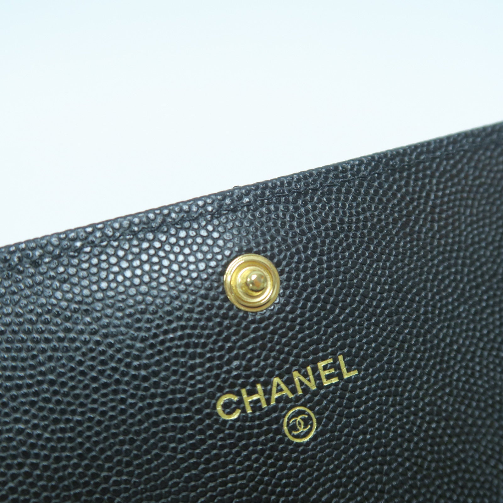 CHANEL 菱格Caviar皮革Long Wallet金扣長錢包黑色