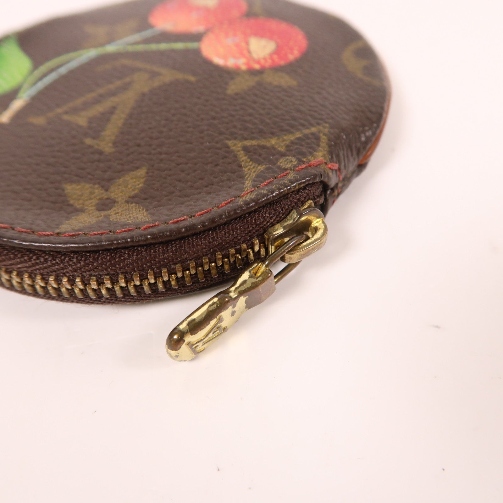 LOUIS VUITTON Monogram Cherry Coin Case金扣零錢包啡色/紅色