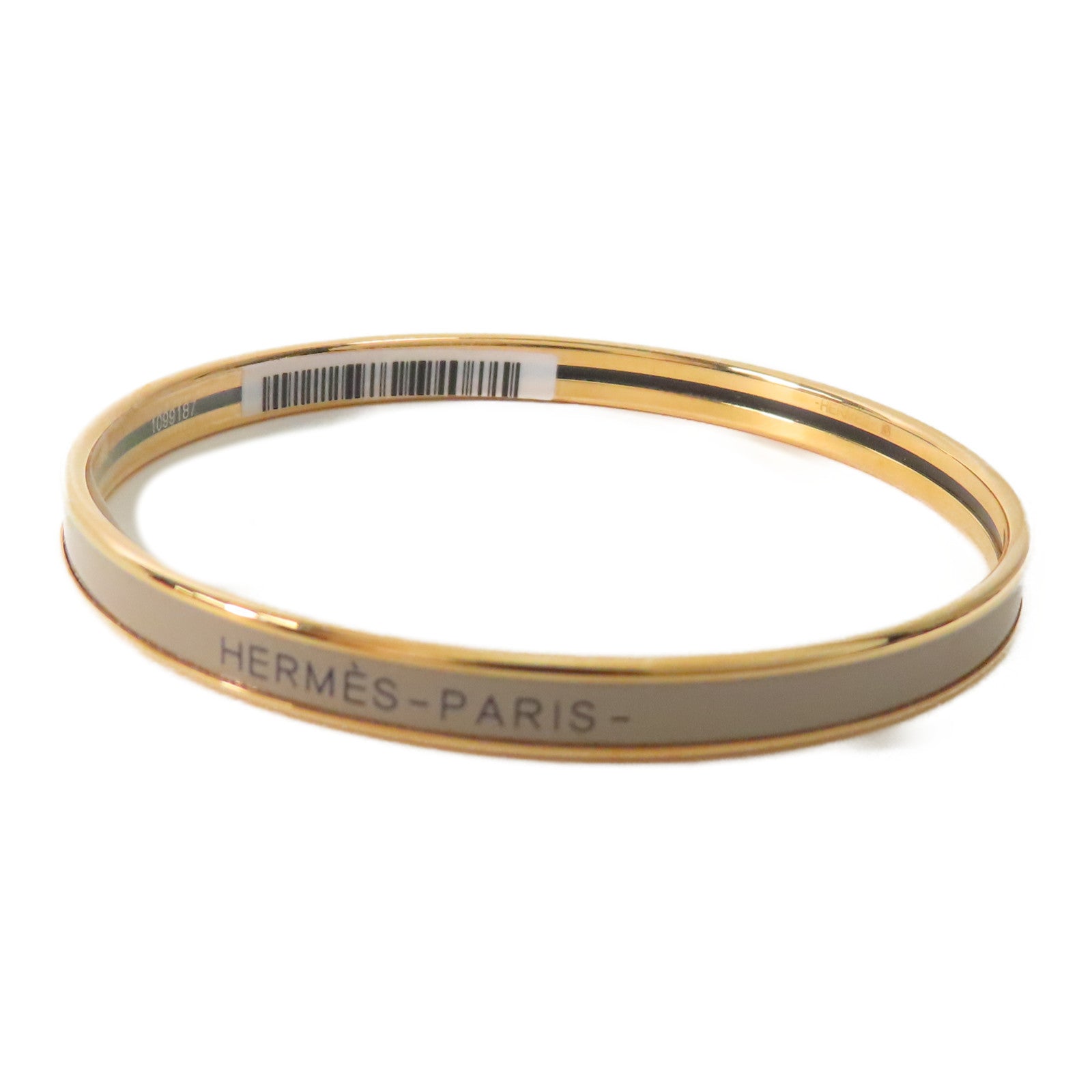 HERMES 琺瑯Uni Bangle金扣手鐲Beige De Weimar