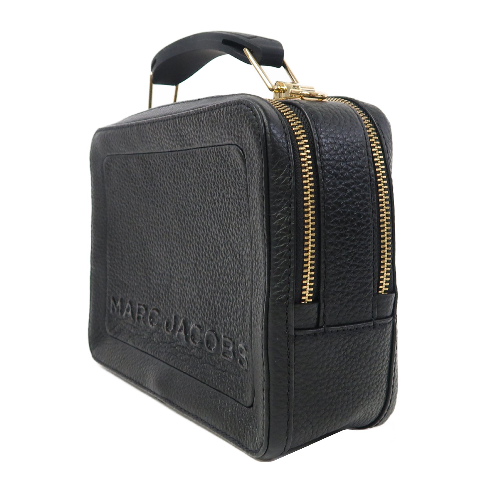 MARC JACOBS 牛皮皮革The Box 23金扣手挽肩背兩用袋黑色