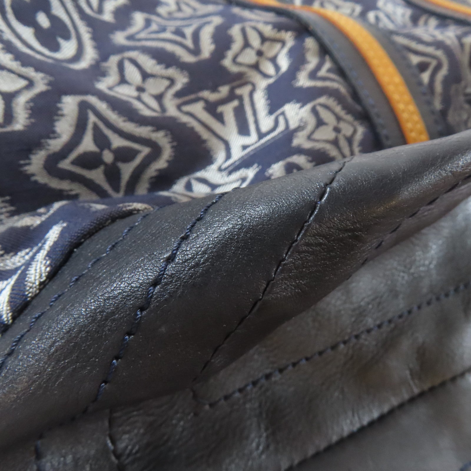 LOUIS VUITTON 【激減優惠】帆布/皮革Aviator Shoulder Bag金扣手挽肩背兩用袋深藍色/啡色