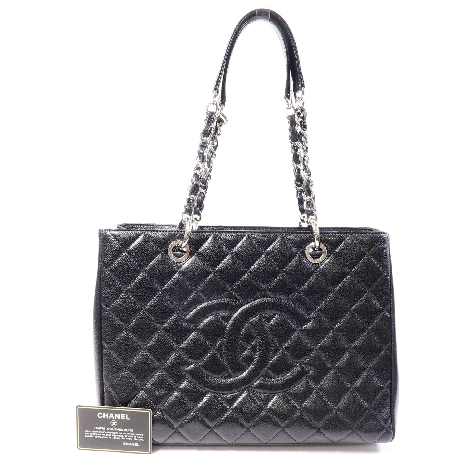 CHANEL 牛皮皮革GST Grand Shopping Tote Bag鏈帶肩背袋