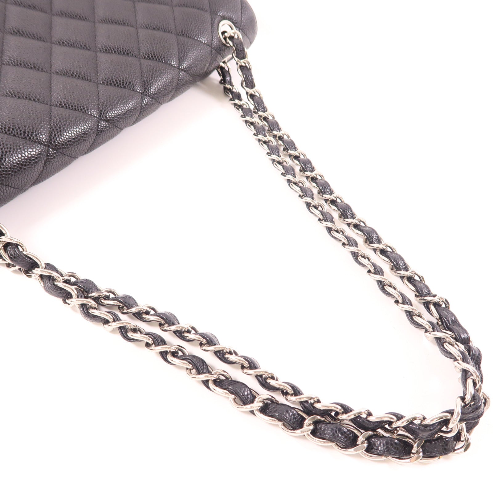 CHANEL 牛皮皮革Maxi Classic銀扣肩背袋
