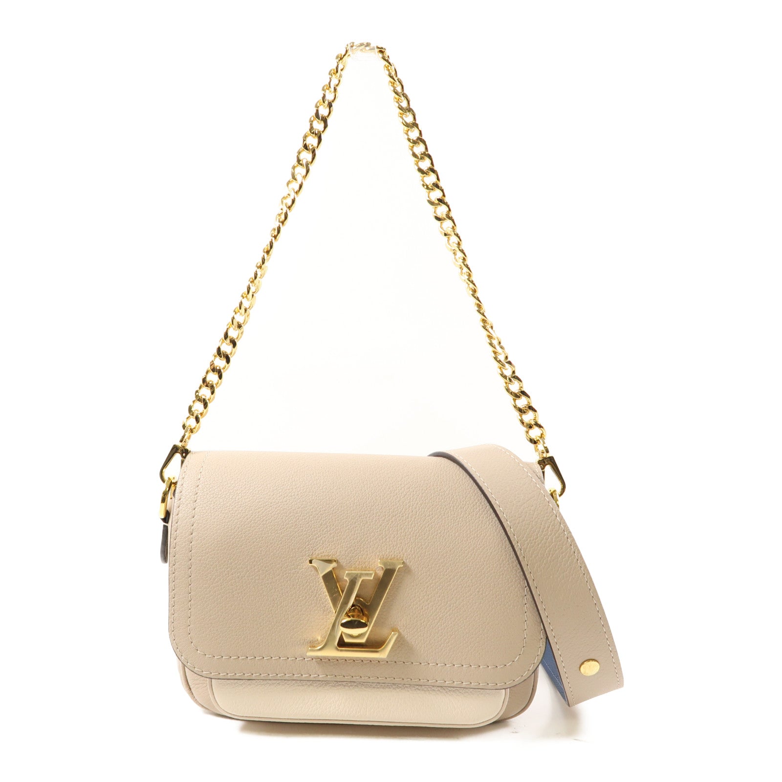 LOUIS VUITTON 牛皮皮革Lockme Tender金扣肩背袋米色