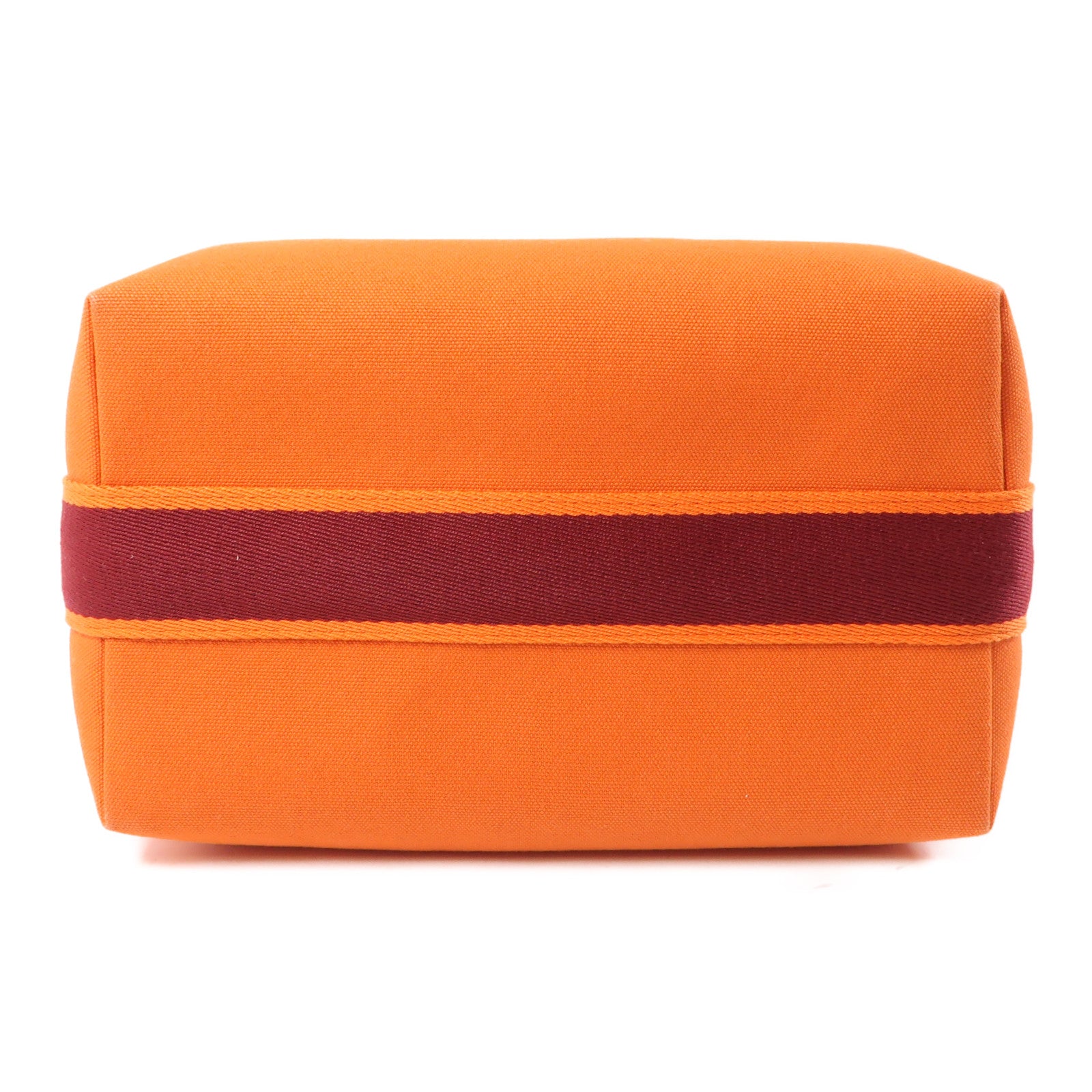 HERMES 帆布Bride-a-Brac Case銀扣手挽袋橙色