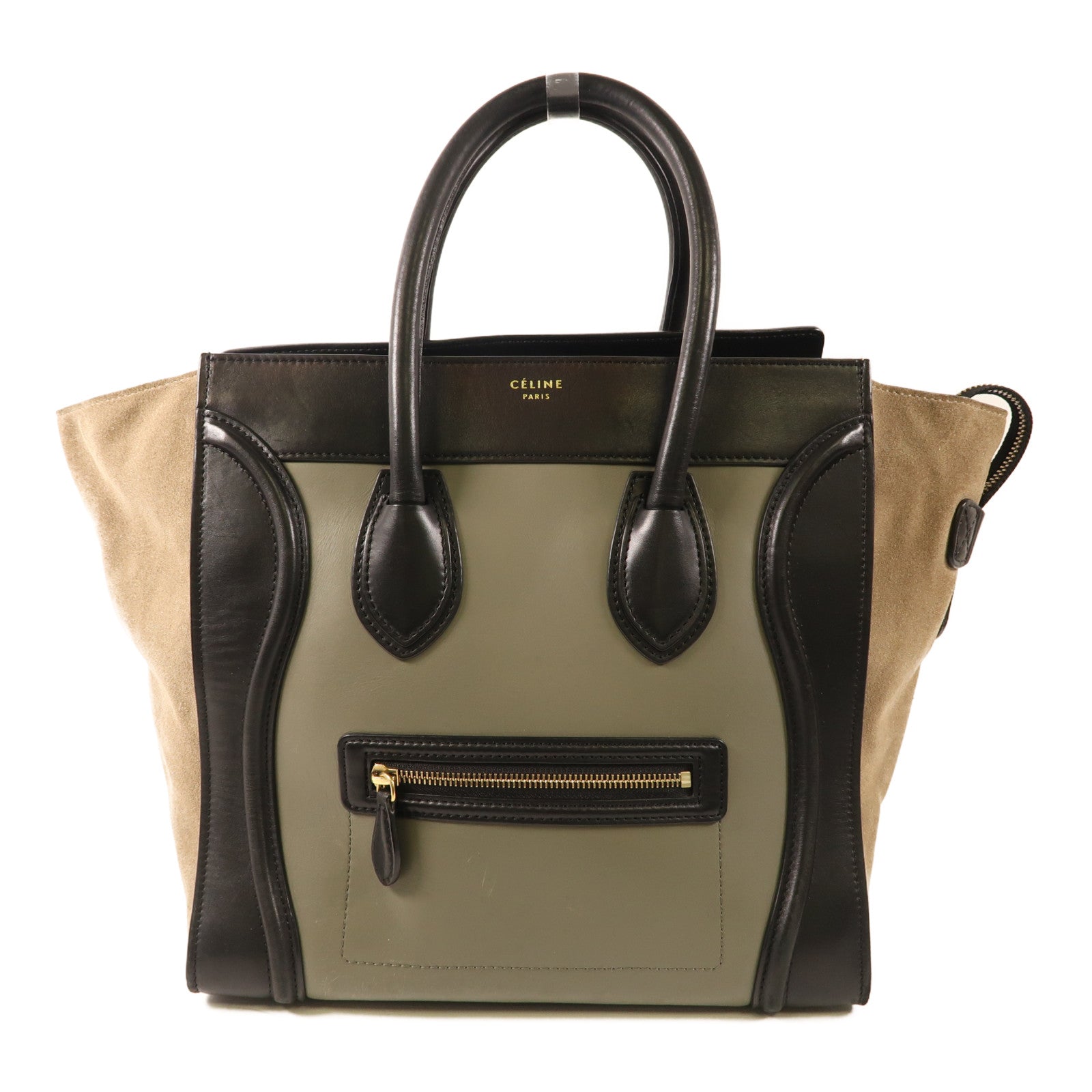CELINE 牛皮/麂皮皮革Mini Luggage金扣手挽袋