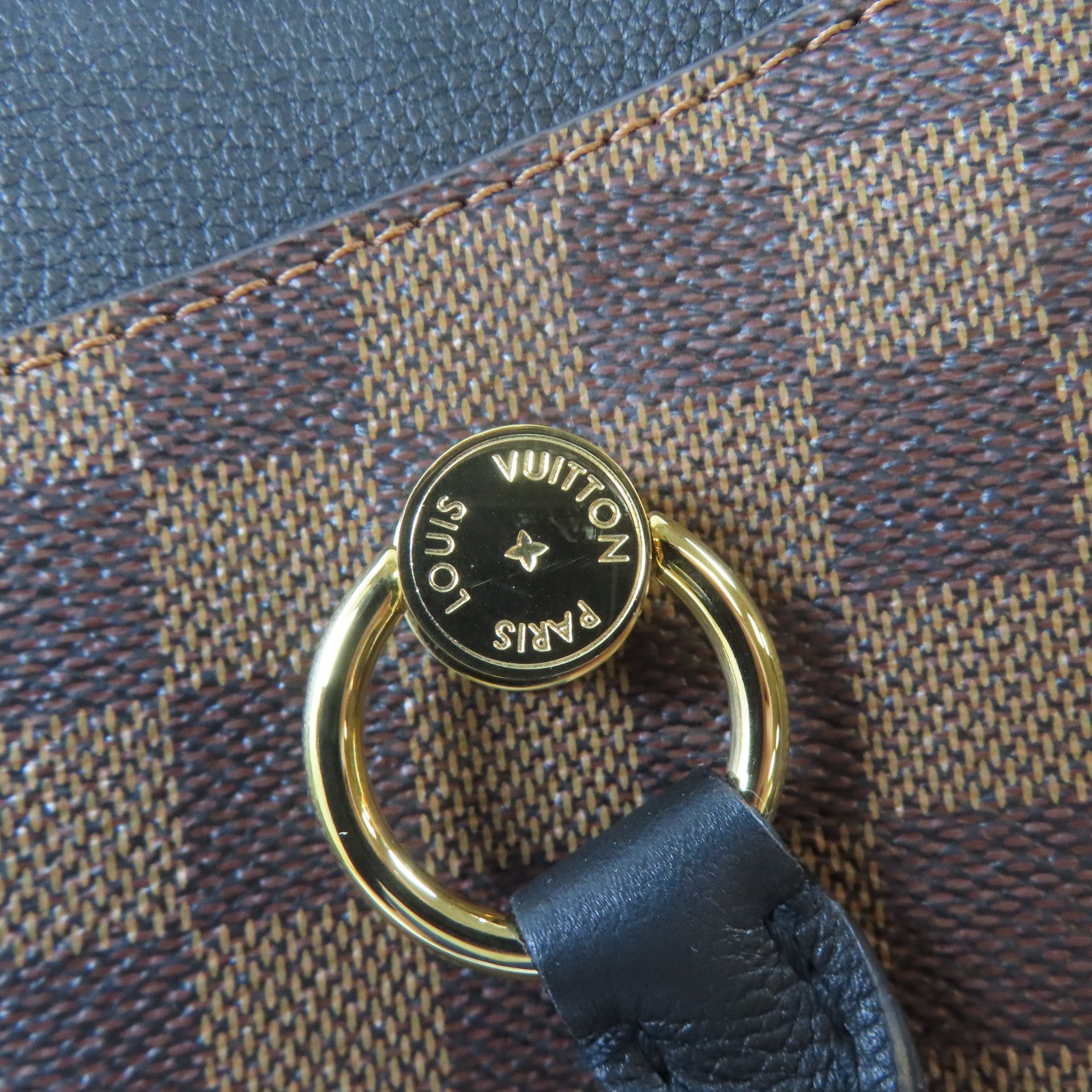 LOUIS VUITTON Damier Riverside金扣手挽肩背兩用袋啡色