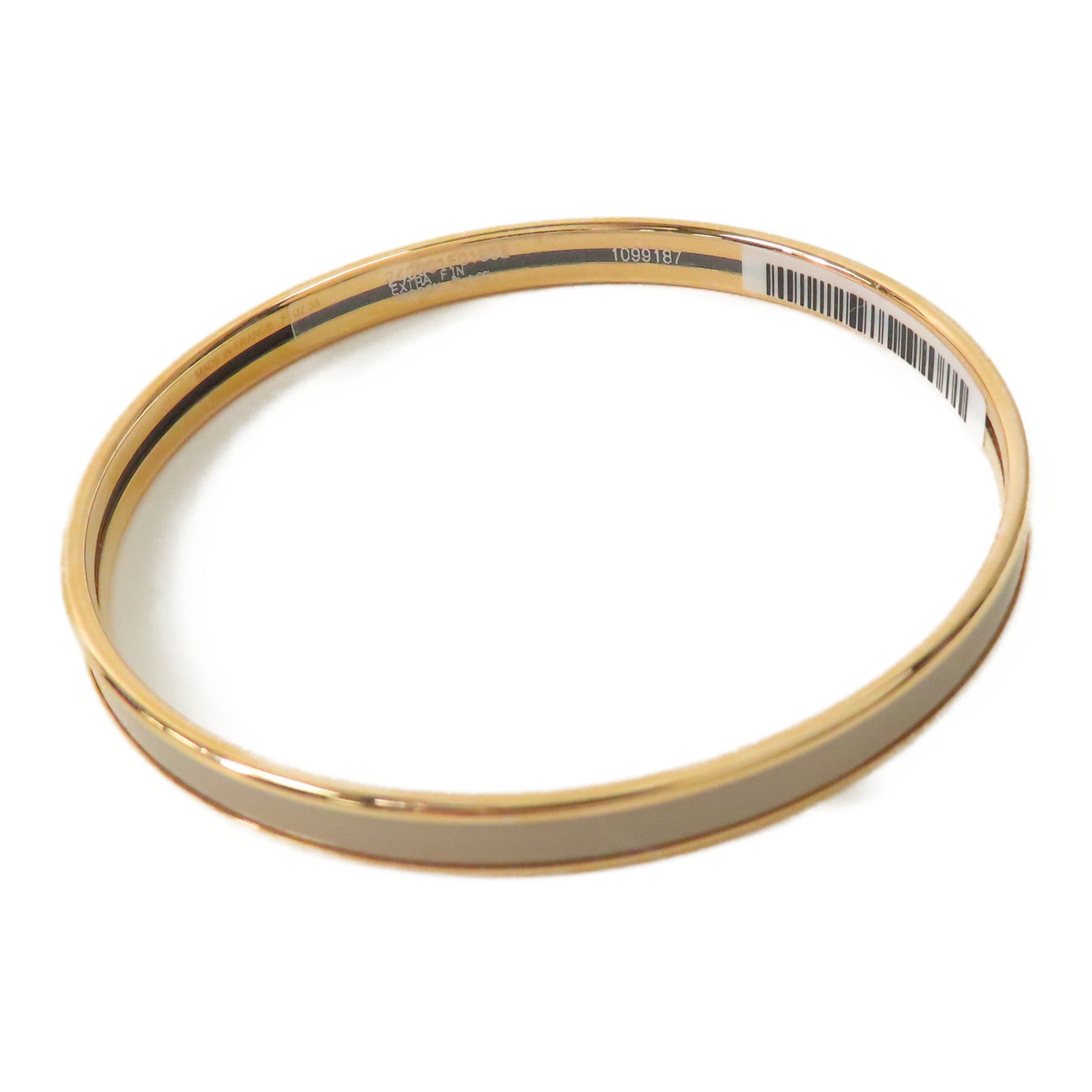 HERMES 琺瑯Uni Bangle金扣手鐲Beige De Weimar
