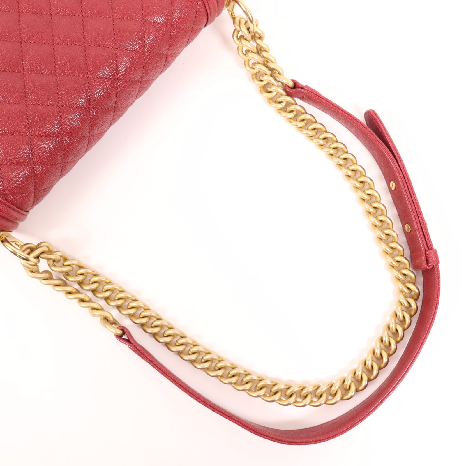 CHANEL 牛皮皮革Boy 25金扣鏈帶肩背袋