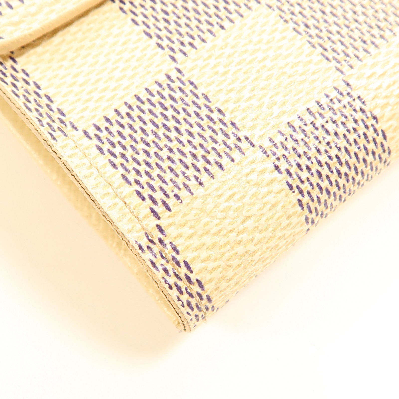 LOUIS VUITTON Damier Azur Portefeuille Elise金扣錢包白色