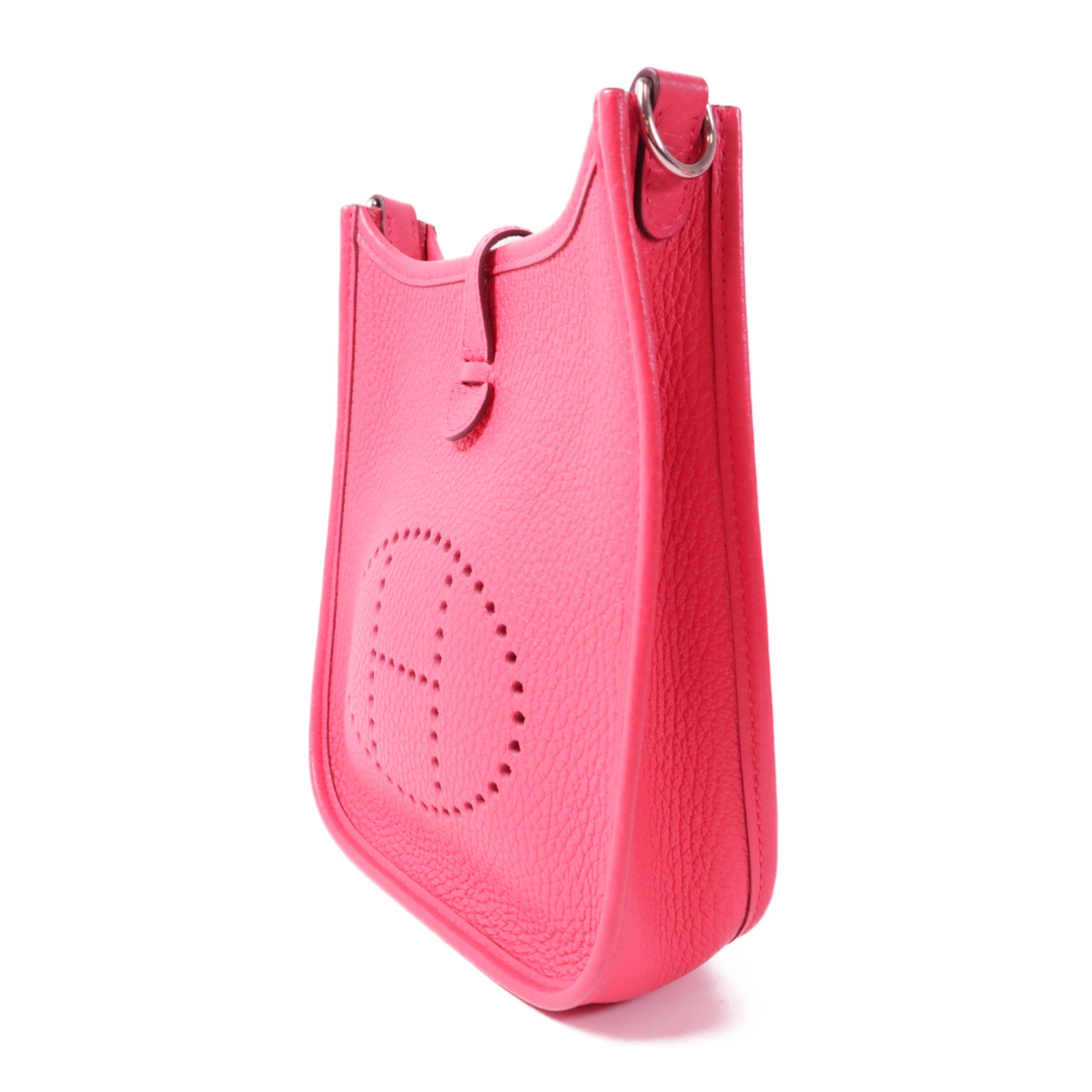 HERMES Clemence皮革Evelyne 16 Amazone銀扣肩背袋Rose Extreme
