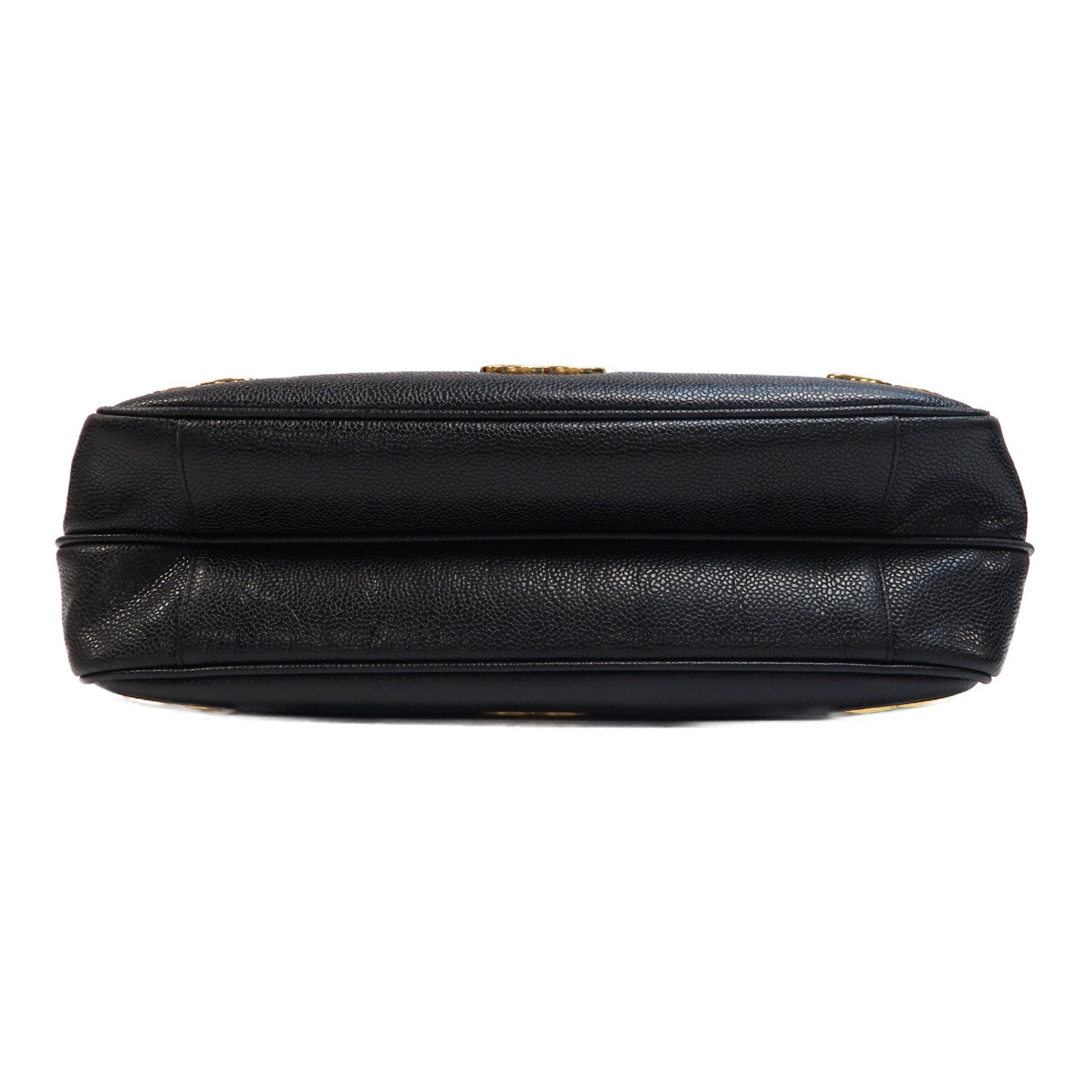 CHANEL Caviar皮革Shoulder Tote金扣肩背袋黑色