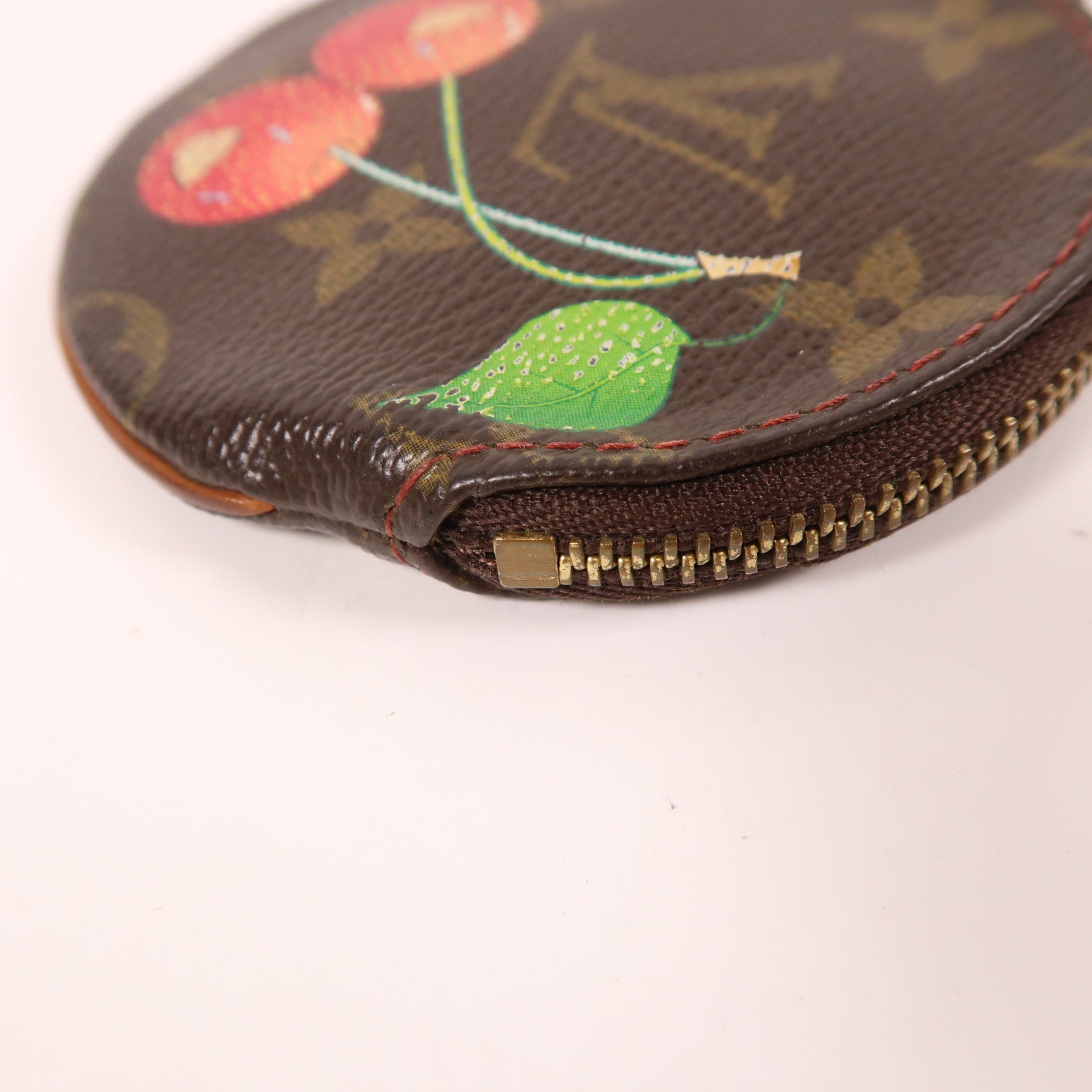 LOUIS VUITTON Monogram Cherry Coin Case金扣零錢包啡色/紅色