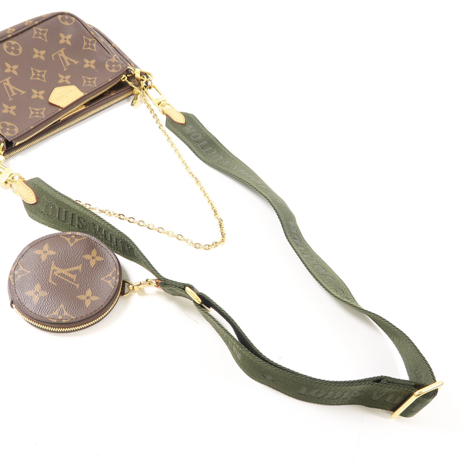 LOUIS VUITTON Monogram POCHETTE ACCESSOILES 金扣肩背袋啡色