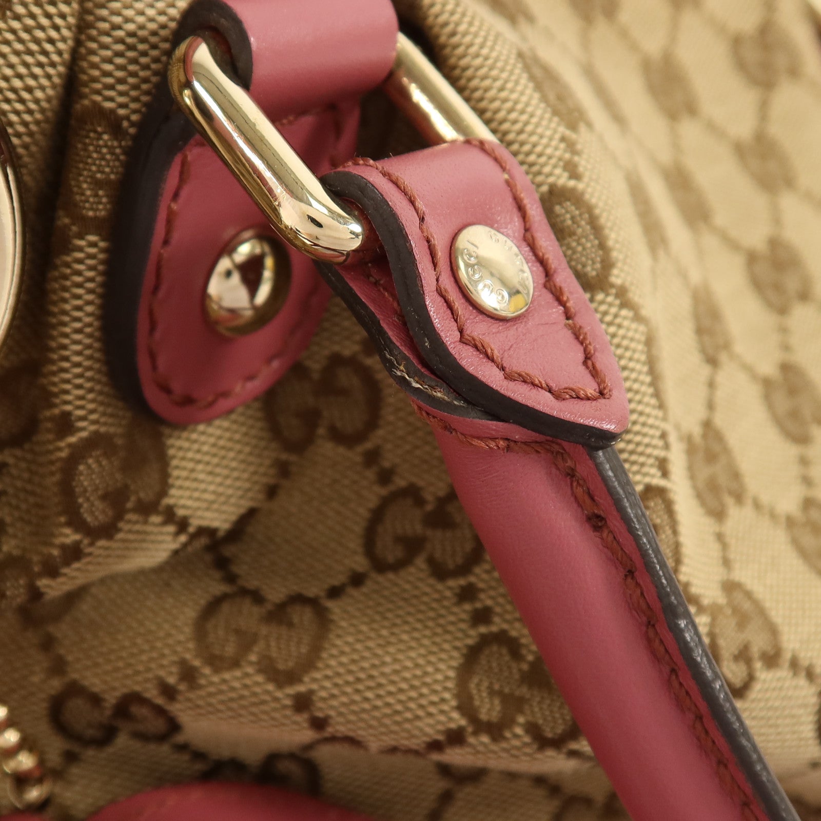 GUCCI GG帆布2Way Shoulder金扣手挽肩背兩用袋
