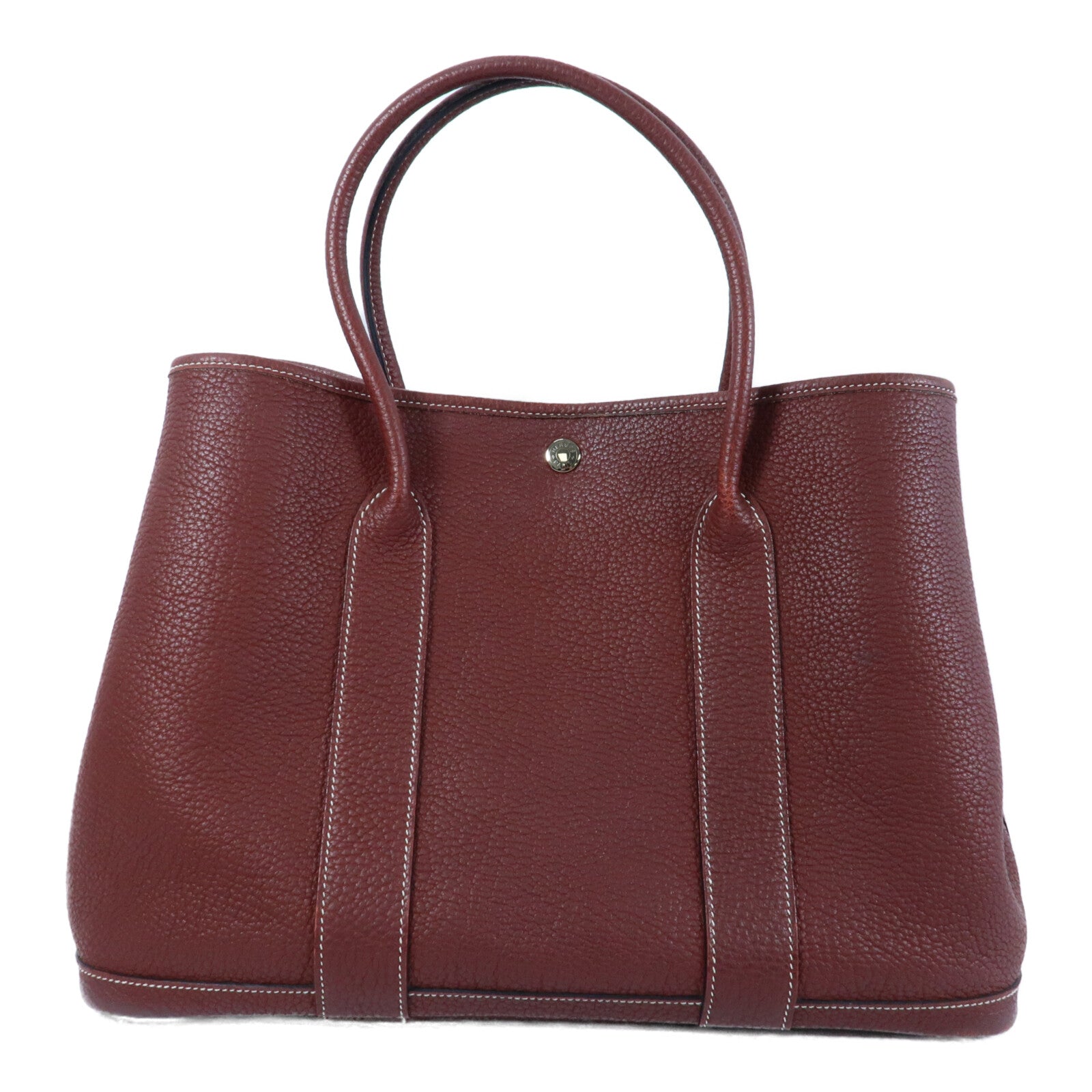HERMES Negonda皮革Garden Party PM銀扣手挽袋Rouge H