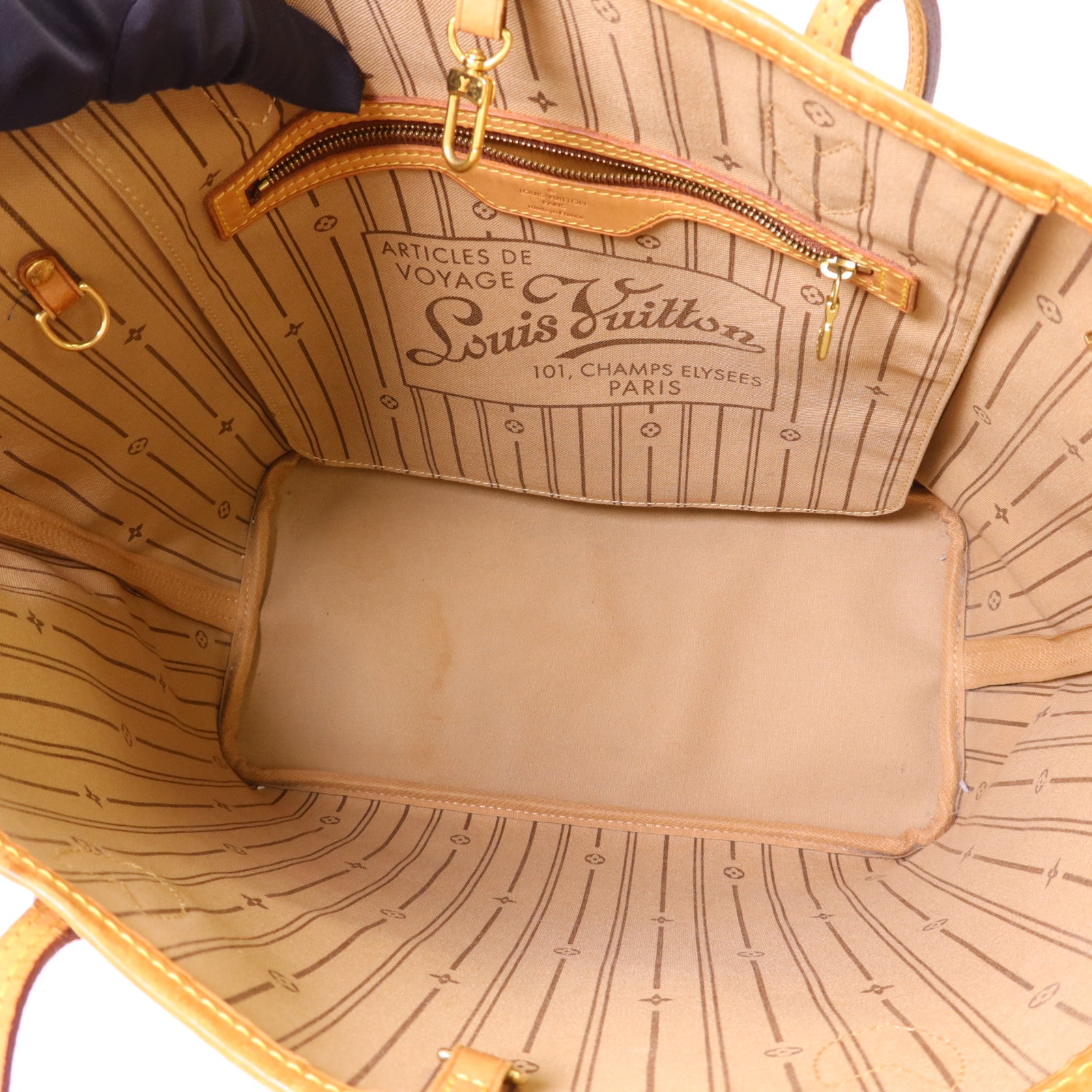 LOUIS VUITTON Monogram Neverfull MM金扣手挽袋