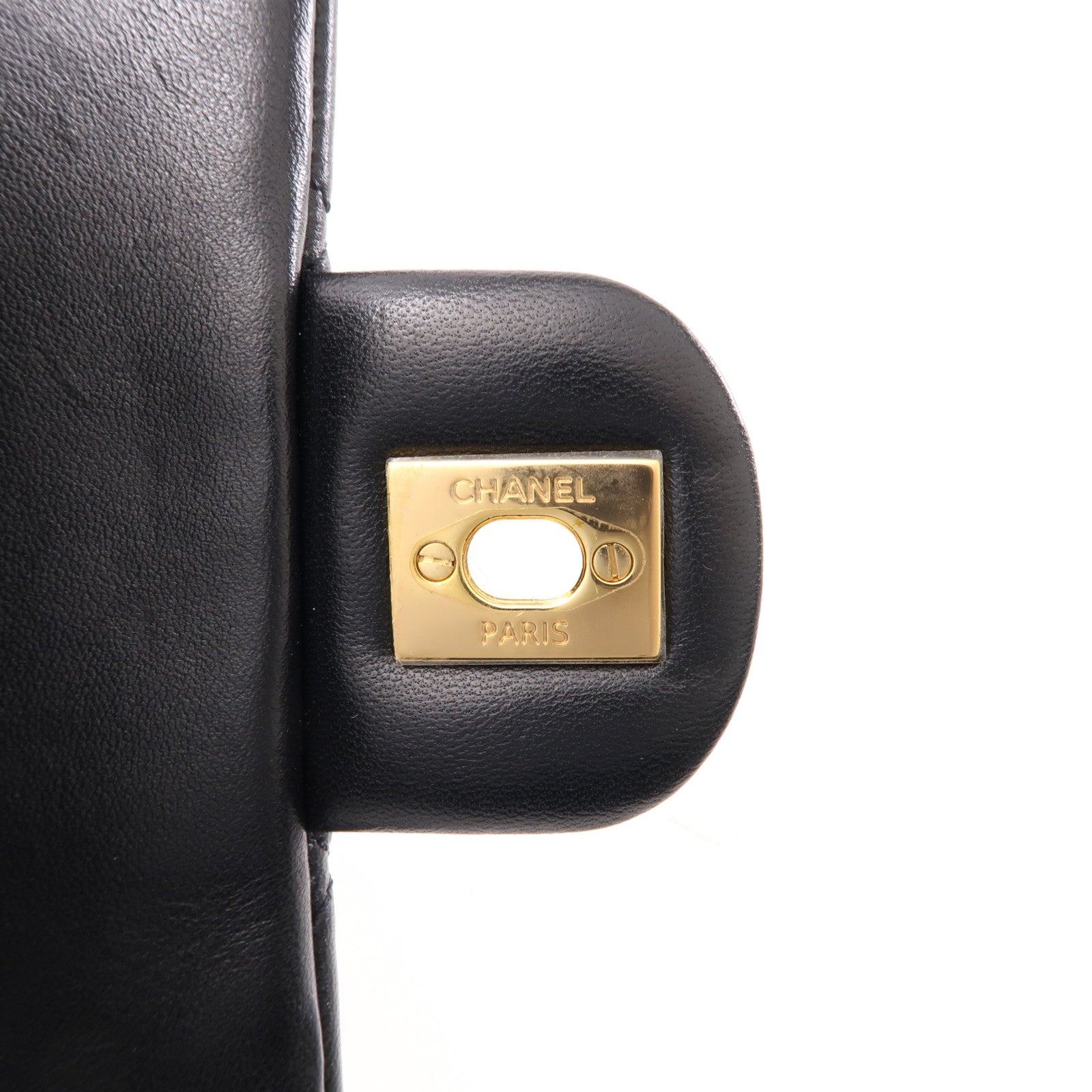 CHANEL 羊皮皮革Backpack金扣背包黑色
