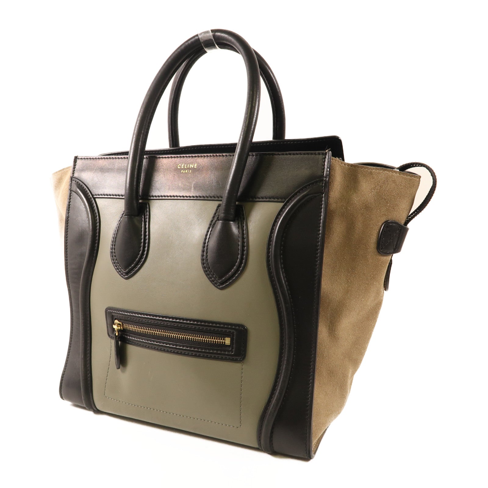 CELINE 牛皮/麂皮皮革Mini Luggage金扣手挽袋