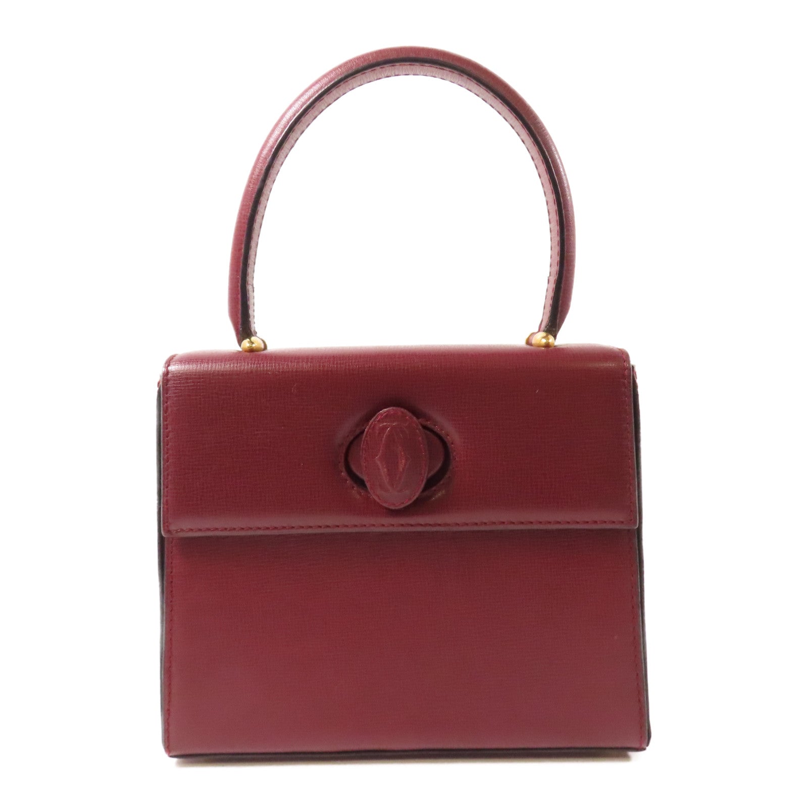 CARTIER 牛皮皮革Hand Bag金扣手挽袋紅色