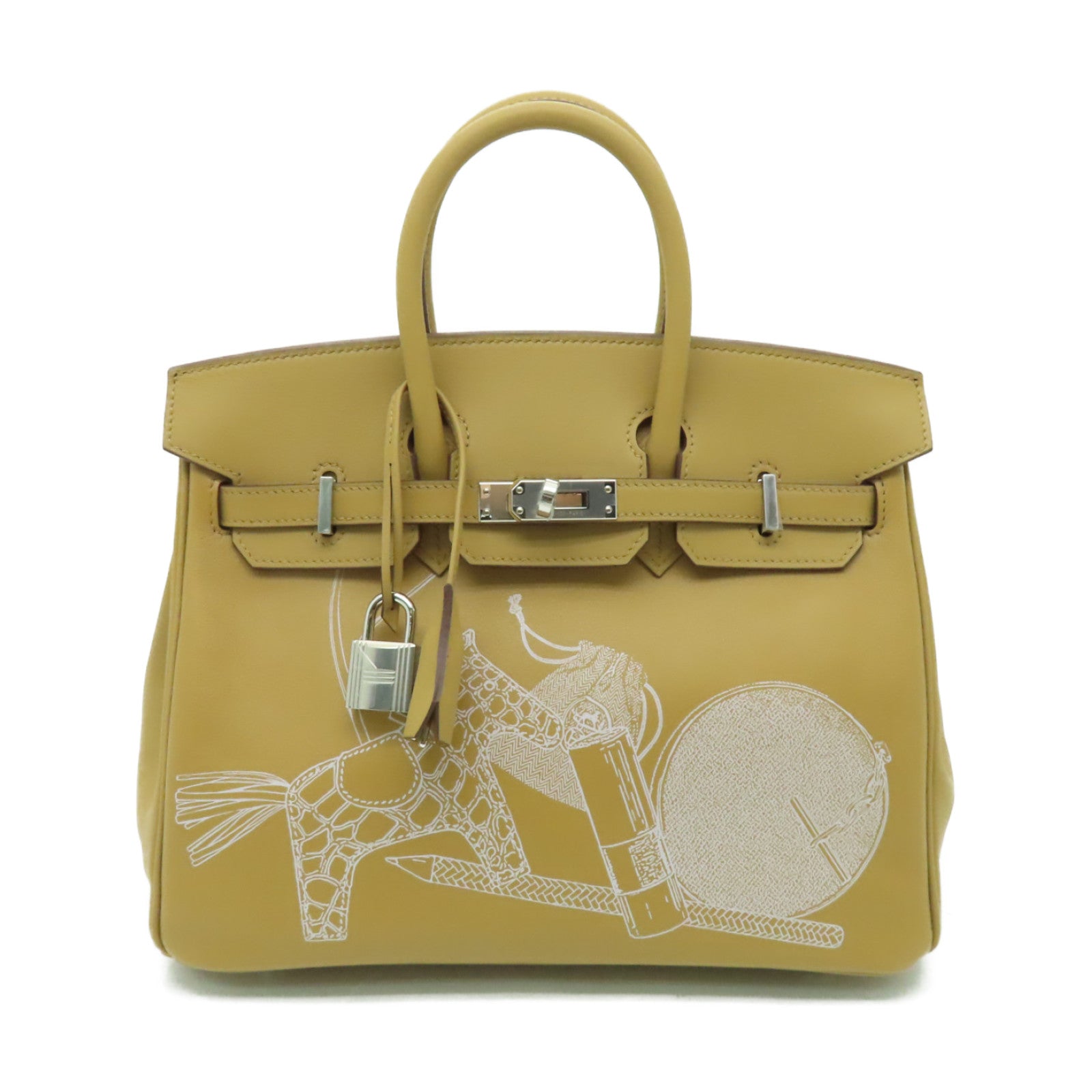 HERMES **【激減優惠】Swift皮革Birkin 25銀扣手挽袋Biscuit米色