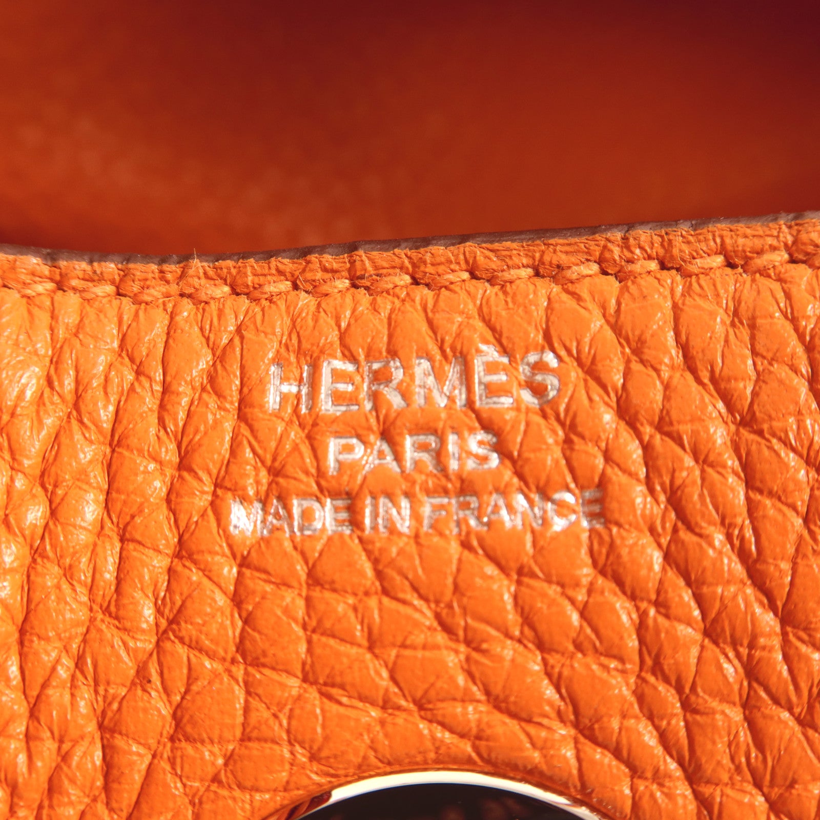 HERMES Clemence皮革Lindy 26銀扣手挽肩背兩用袋Orange