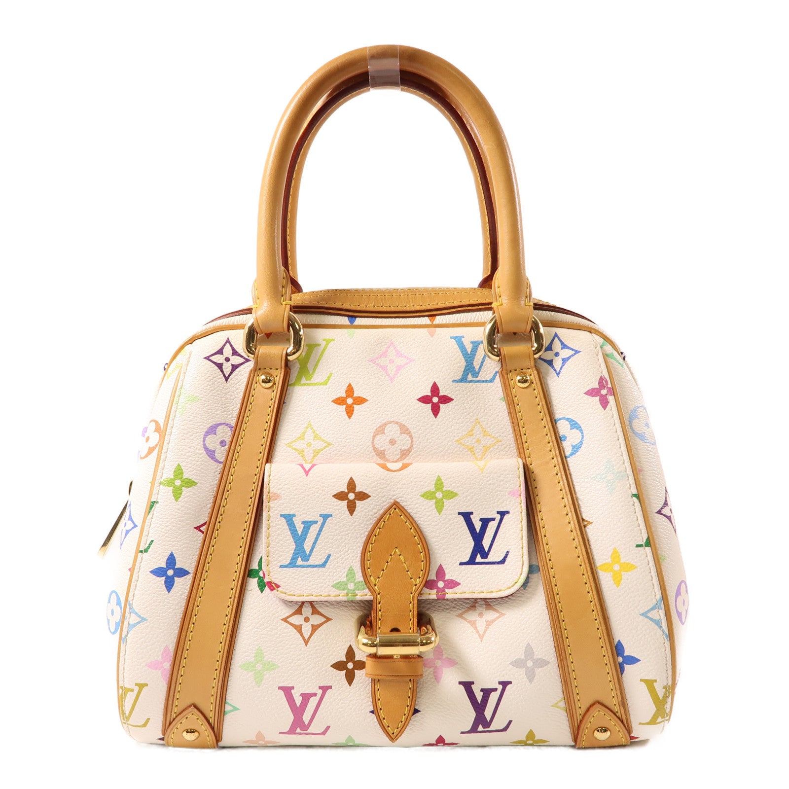 LOUIS VUITTON 塗層帆布Priscilla金扣手挽袋白色/彩色