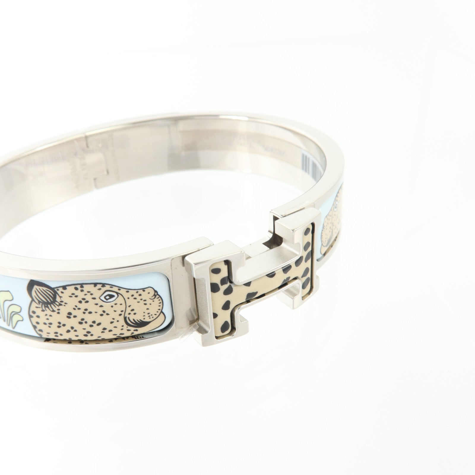HERMES 金屬/琺瑯Clic H Bracelet銀扣手鏈