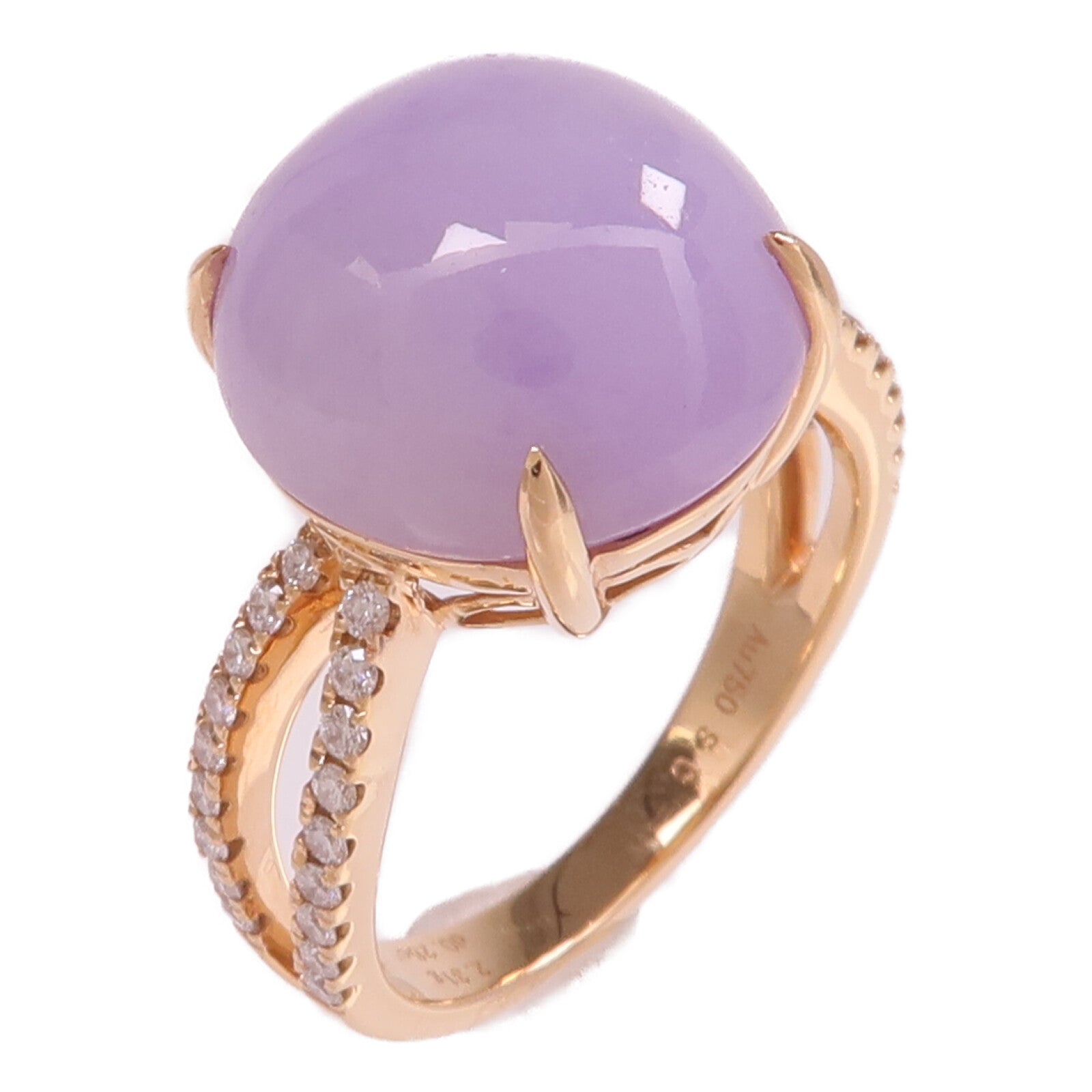 JEWELRY 18K玫瑰金Jade Diamond Ring翡翠/鑽石戒指US#6.5