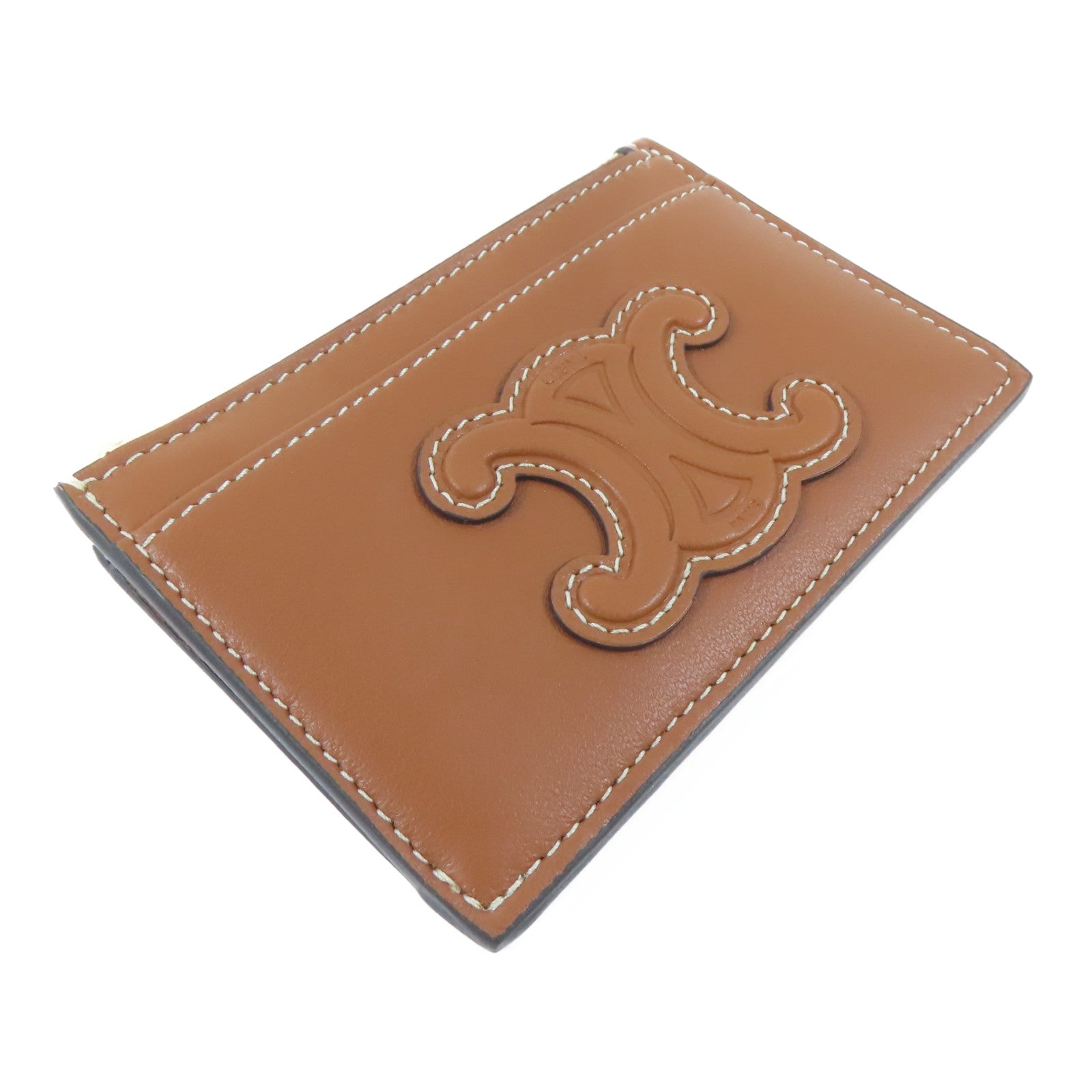 CELINE 羊皮皮革Card Case金扣卡片套啡色