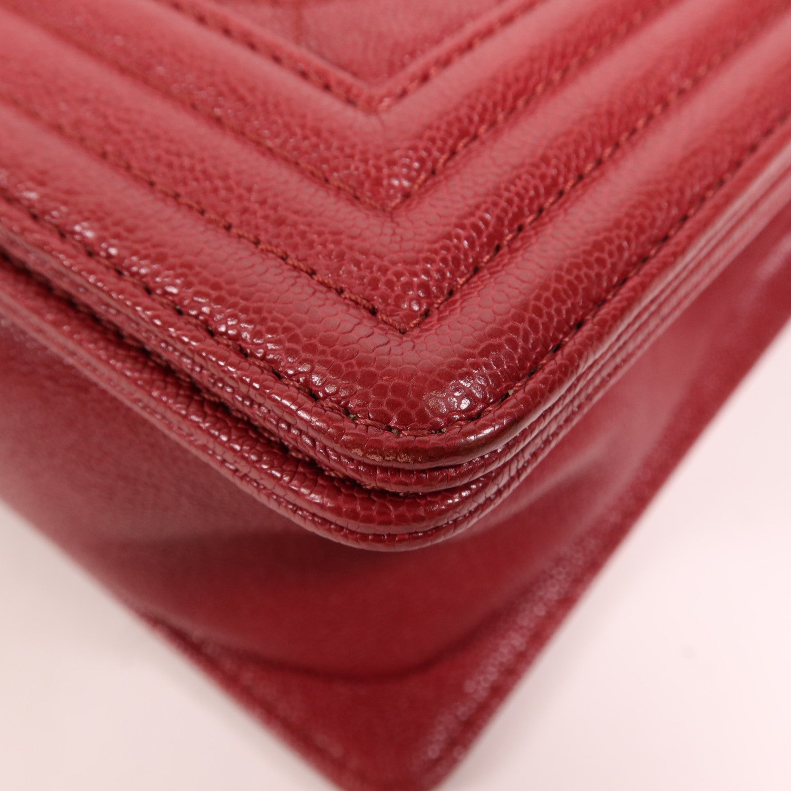 CHANEL 牛皮皮革Boy 25金扣鏈帶肩背袋