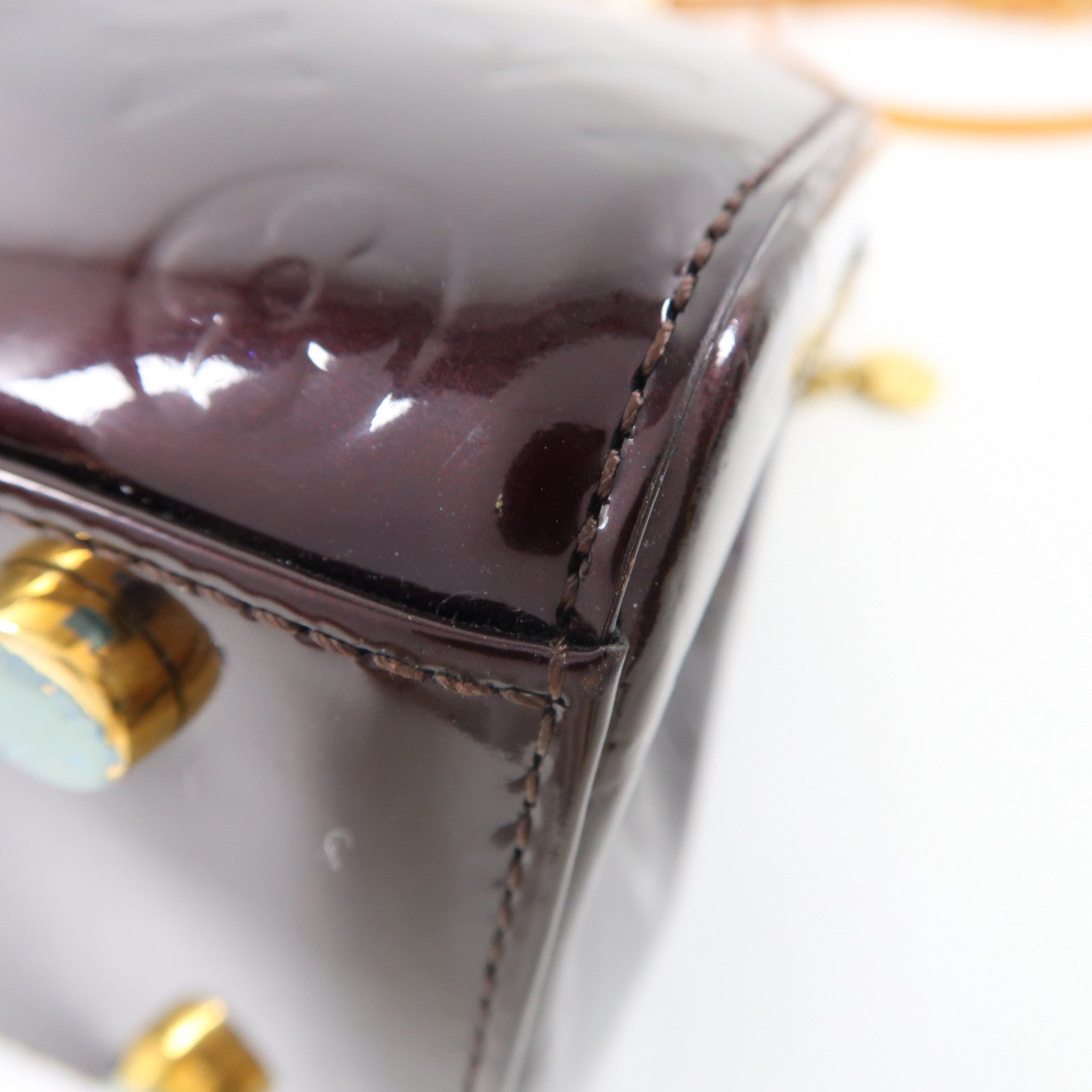 LOUIS VUITTON Vernis Brea GM金扣手挽肩背兩用袋酒紅色