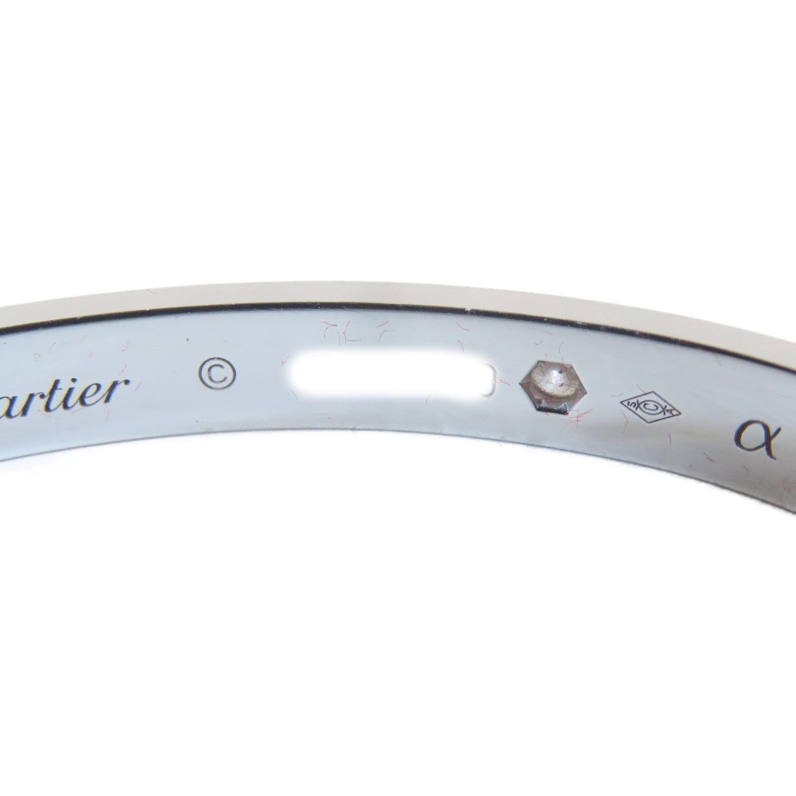 CARTIER 【激減優惠】18K白金4 Diamonds Love Bangle手鐲Cartier#17/#16.25cm