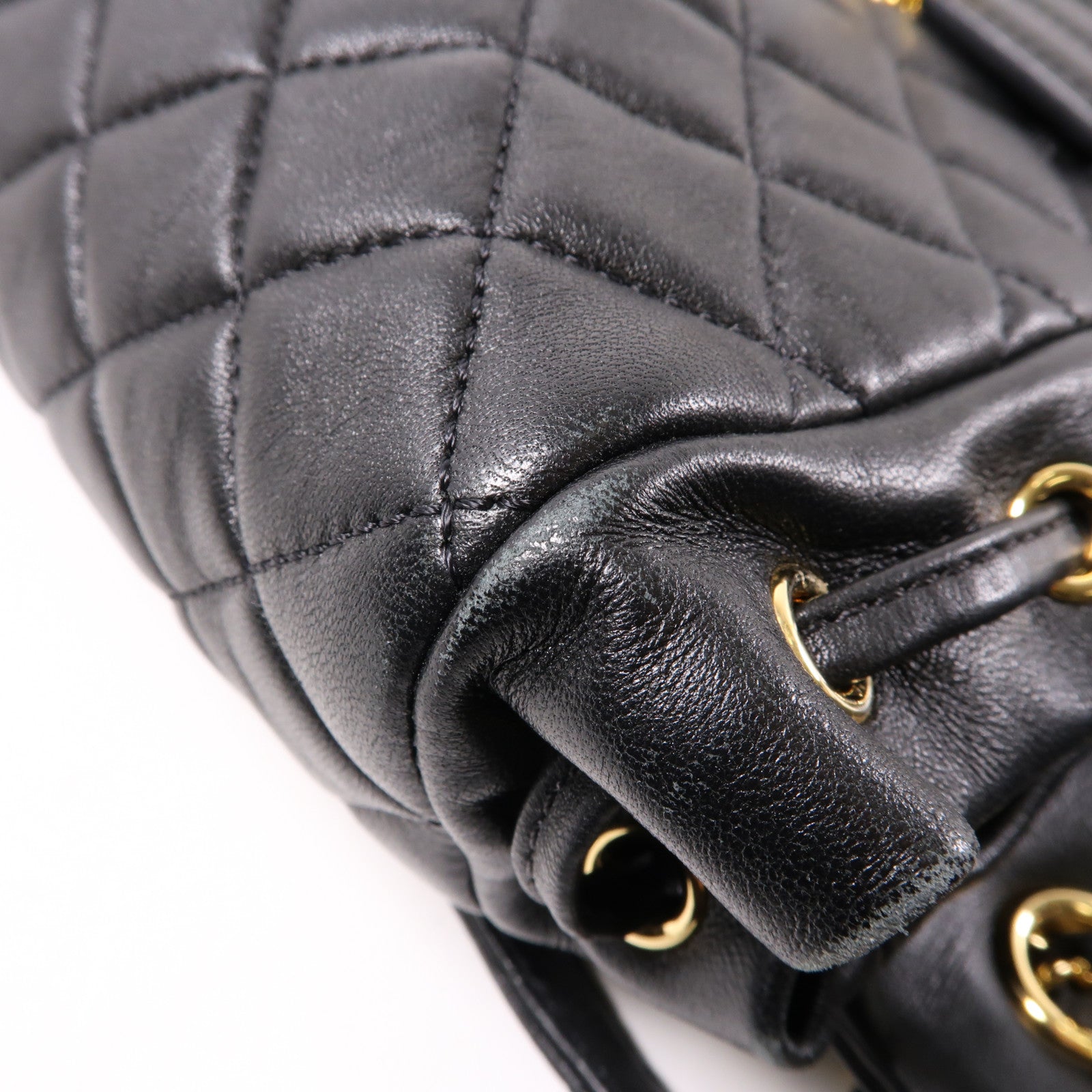 CHANEL 羊皮皮革Backpack金扣背包黑色