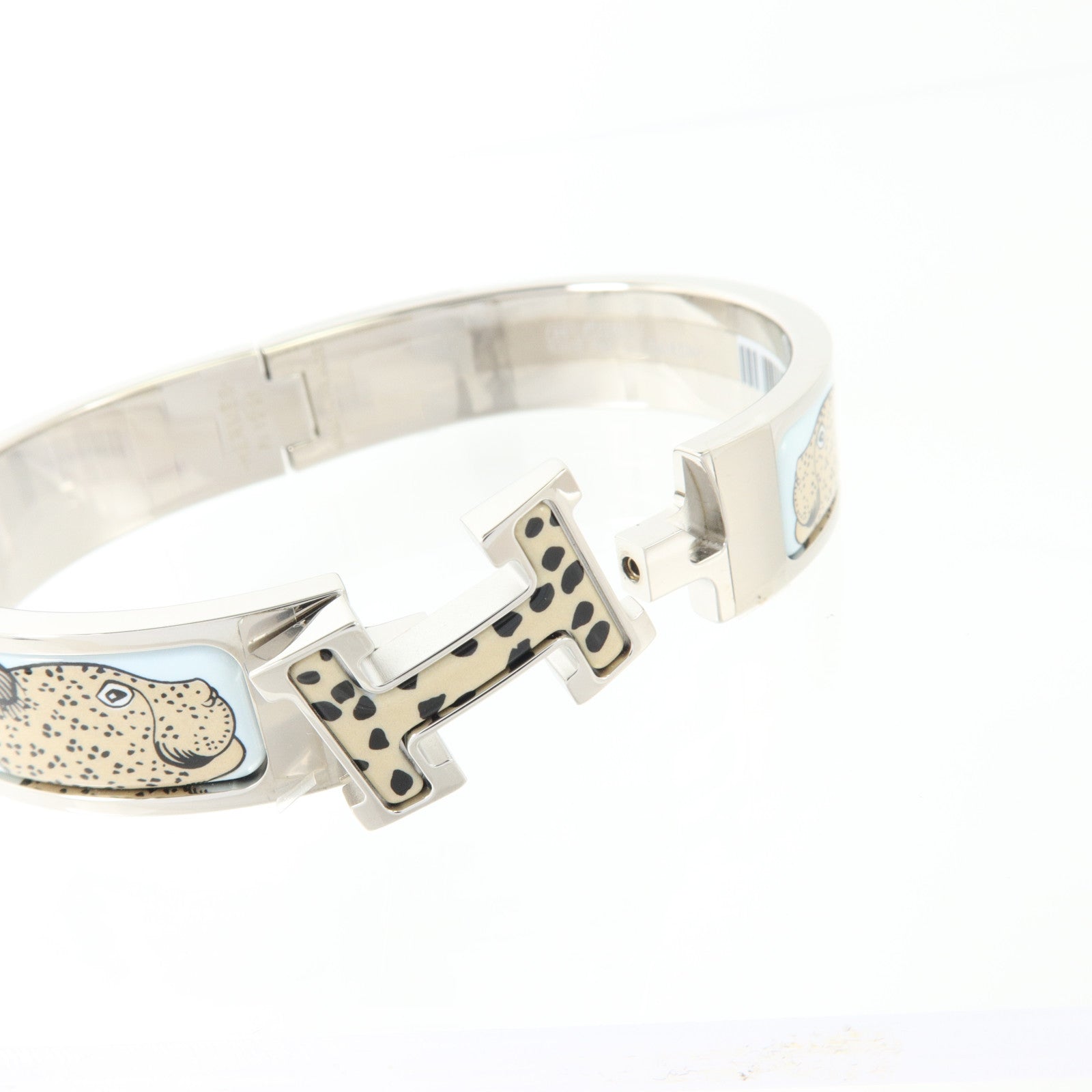 HERMES 金屬/琺瑯Clic H Bracelet銀扣手鏈