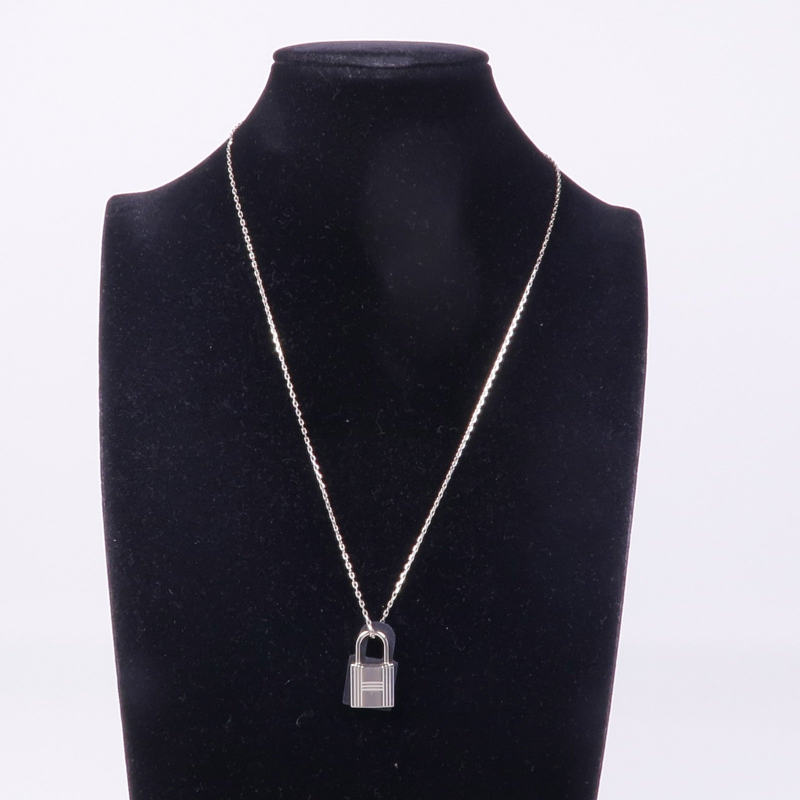 HERMES 金屬/Swift皮革O'Kelly Pendant項鍊Noir